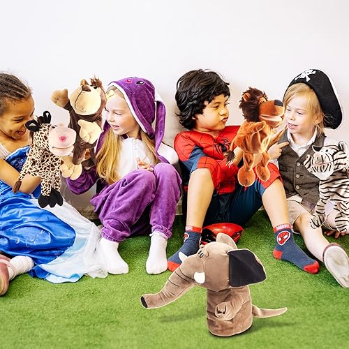 Miniatura 7 de Marionetas de mano de animales de 10 a 13 pulgadas, gigantes, de peluche, safari, animales de la selva, juguetes de marionetas de mano, juguetes