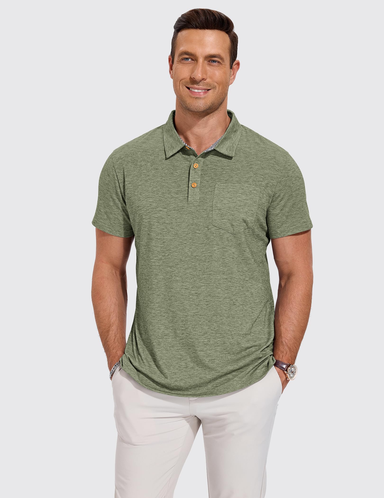 TARAINYA Poloshirt Herren Kurzarm Baumwolle | Atmungsaktiv,Brusttasche,Seitliche Schlitze am Saum,Bequemer Schnitt,Für Alltag & Golf,OEKO-TEX zertifiziert