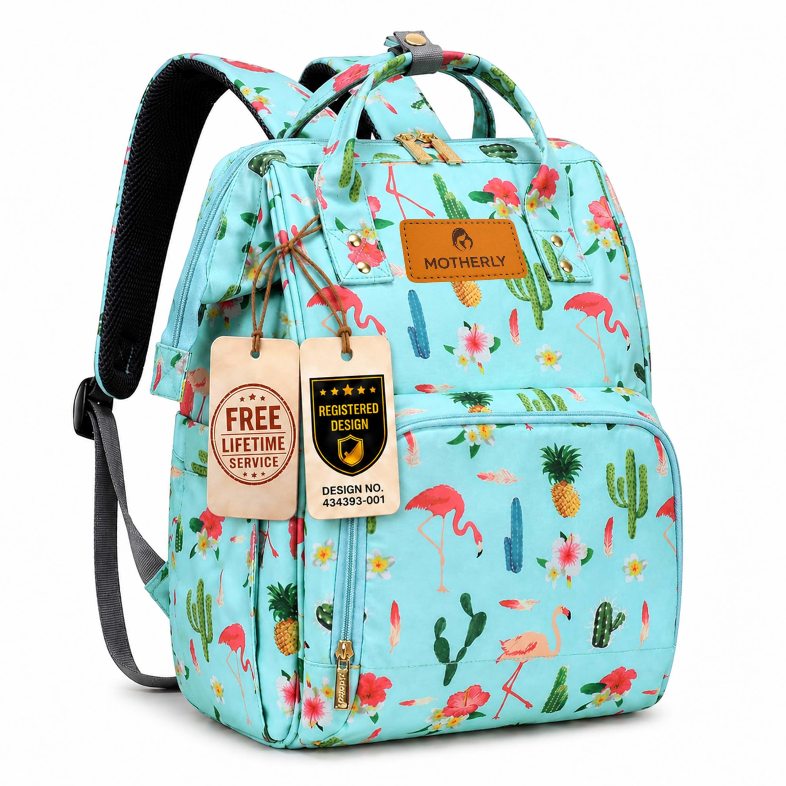 Motherly Elegant 24L Diaper Bag for Mothers for Travel, Maternity Bag for Newborn Baby, Mothers Travelling Bag, Multipocket Water Resistant Baby Bag, Hospital Bag for Moms (Cactus Light Green)