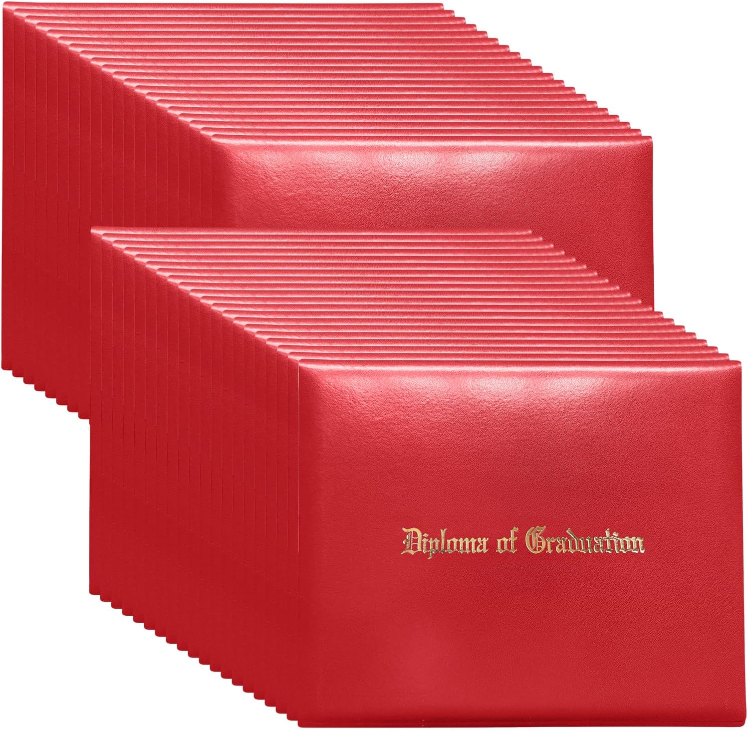 Happy Secret Imprinted Diploma Holder for 8.5"x11" Certificate - Graduation Cover with Smooth Leather, Red, 40 Packs