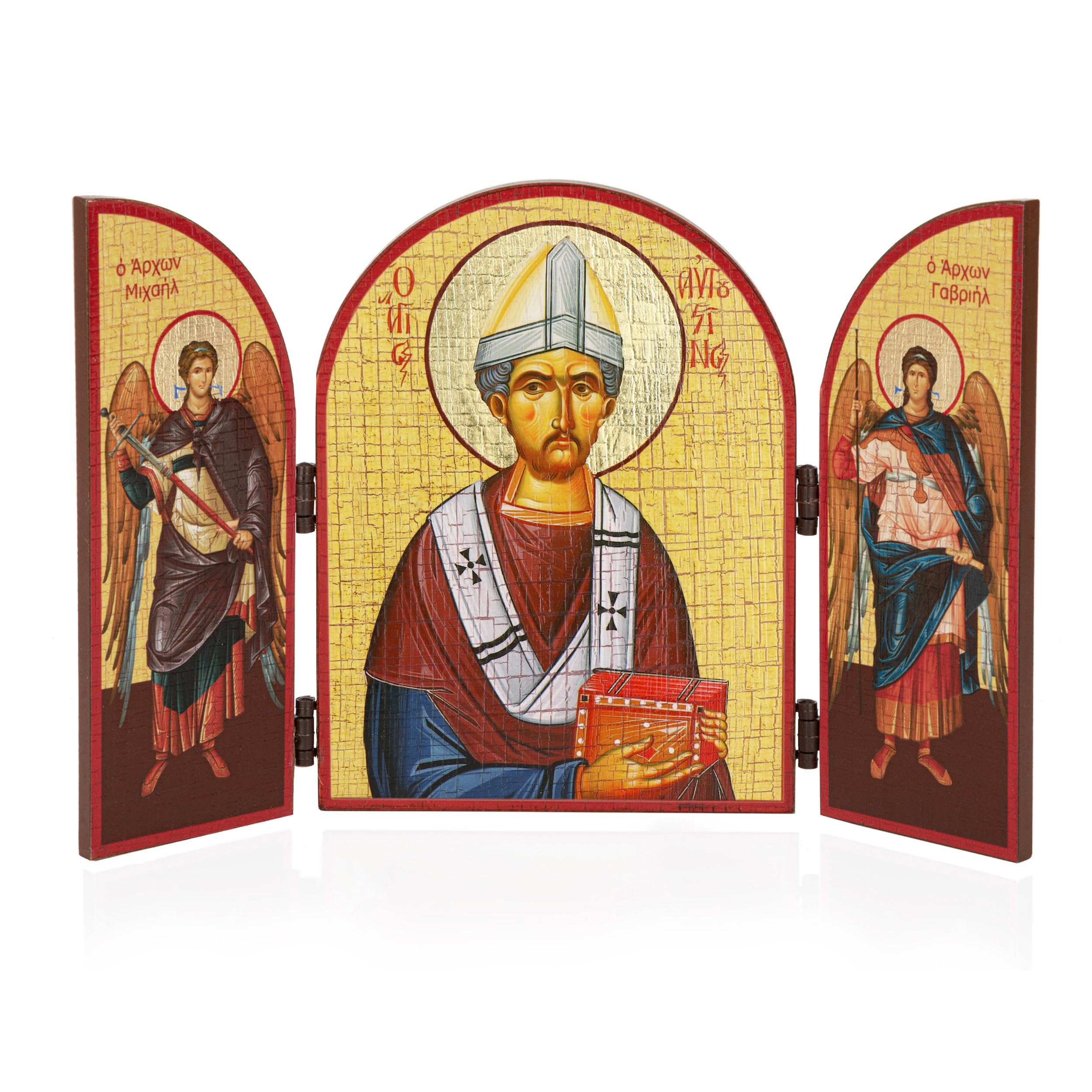 NKlaus Saint Augustine Icon Triptych Wood 25 x 16 cm Christian 13802, 25L x 16W cm