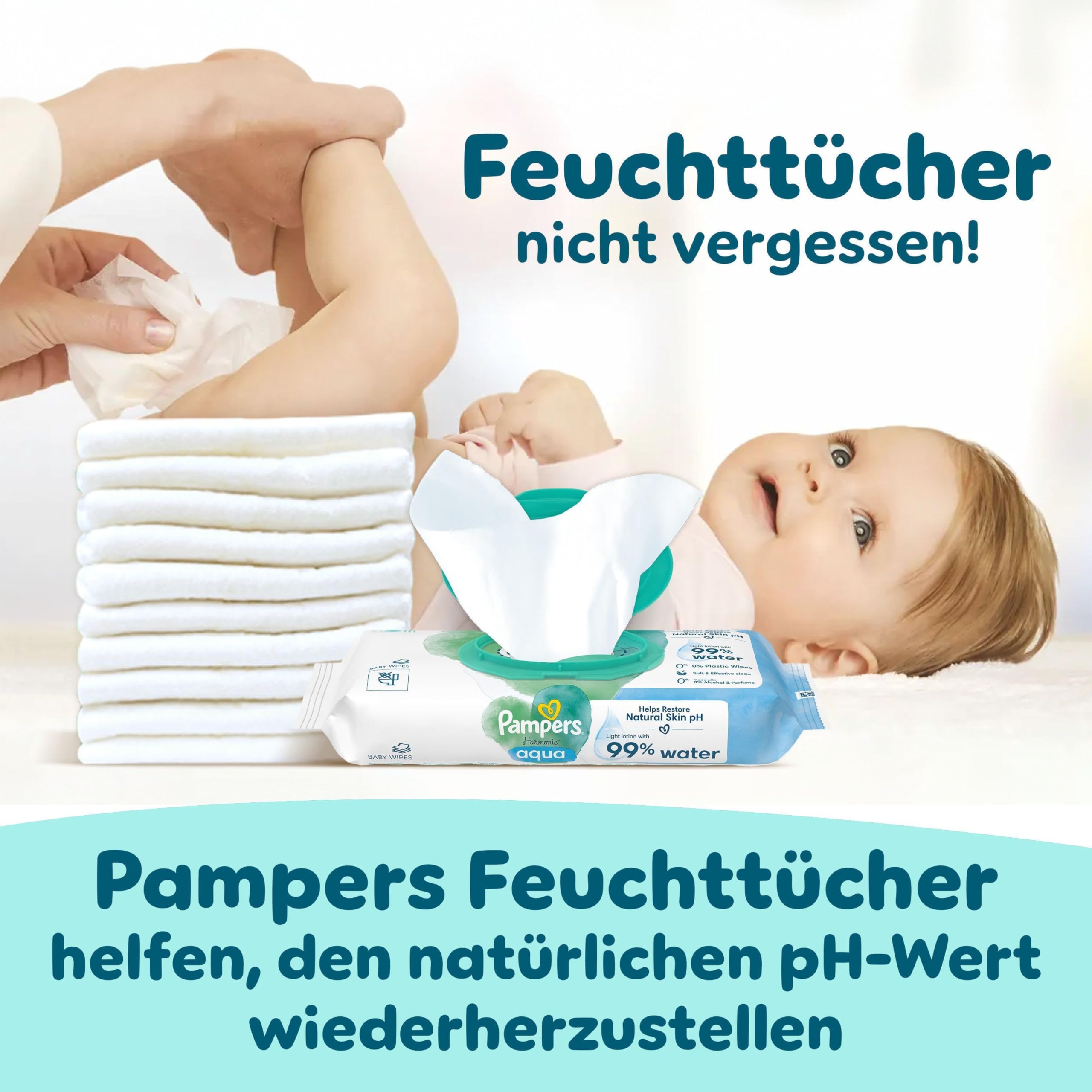 Pampers Premium Protection Größe 2 Windeln 4kg-8kg Doppelter Schutz +10 Stück Feuchttücher
