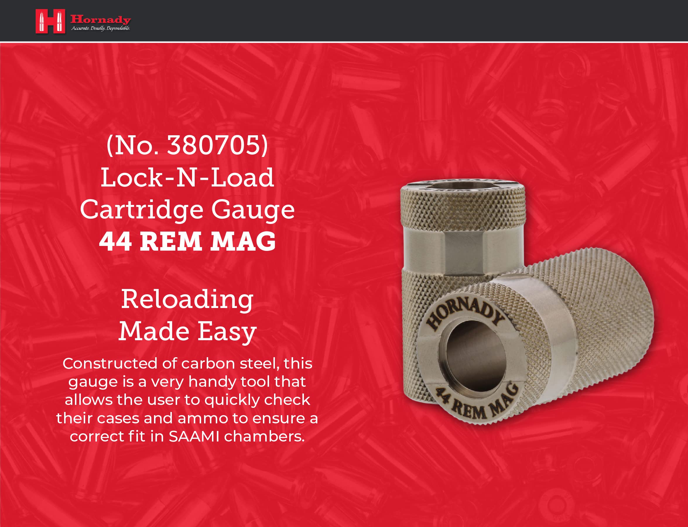 Hornady Lock-N-Load Cartridge Gauge 44 REM MAG (.430), 380705 - Reloading Supplies to Help Check Cases & Ammo Specifications-Caliber Specific, Cylindrical Precision Steel Gauges Fit SAAMI Tolerances