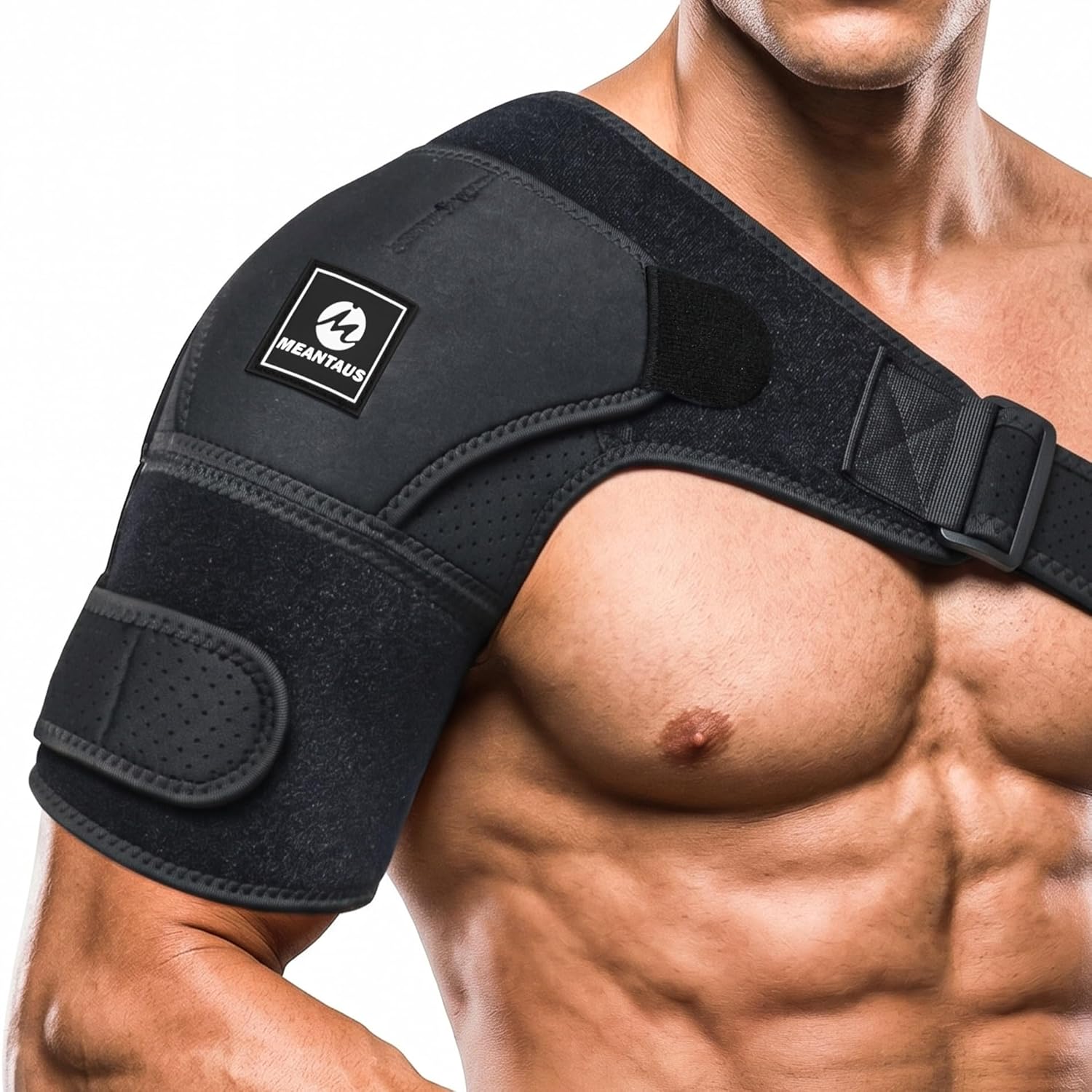 Shoulder Brace – Comfortable Adjustable Support for Pain Relief & Recovery | Rotator Cuff Compression Sleeve Stabilizer for Sports, Gym & Injury Rehab | Fits Left/Right Shoulder, Men & Women (L)