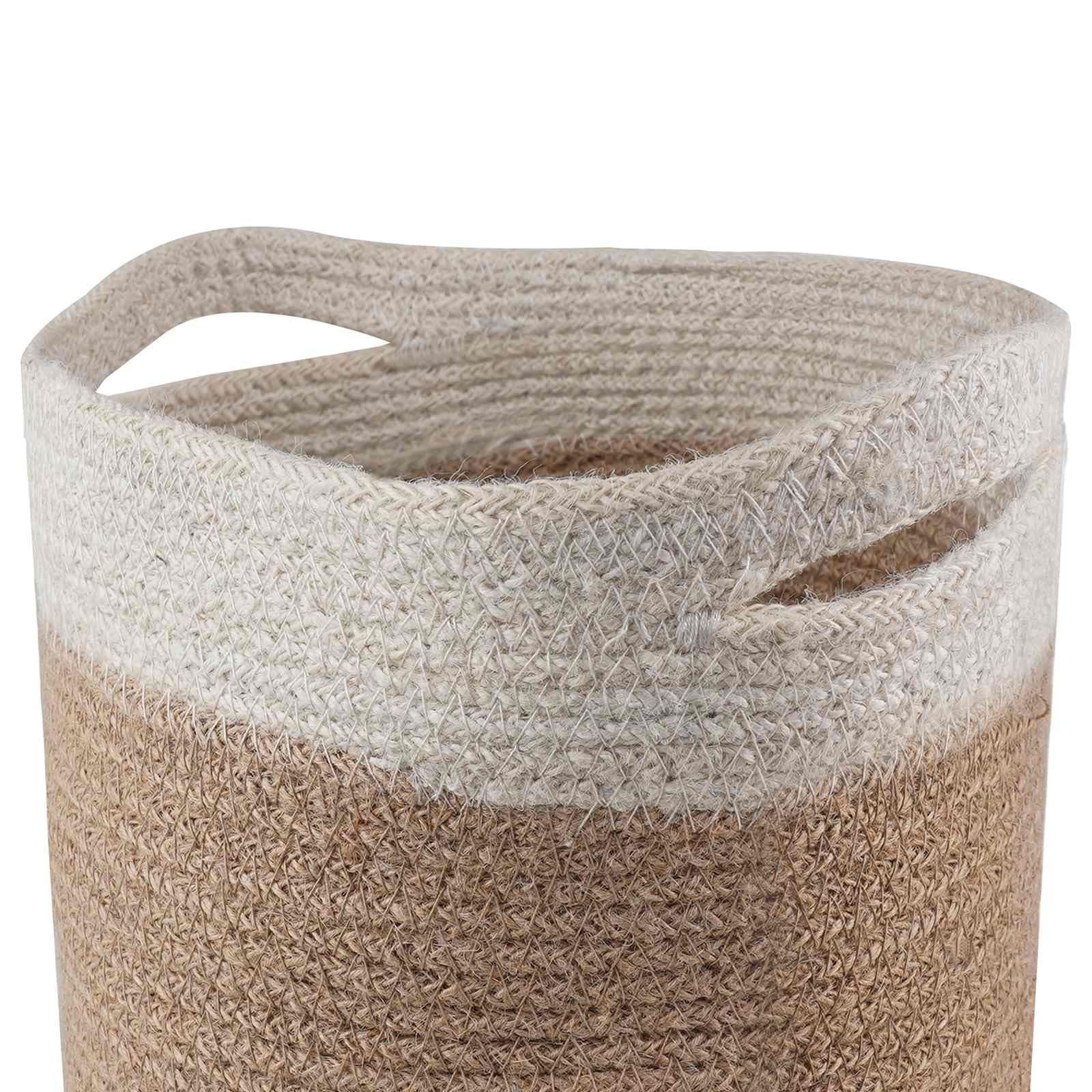 Ensemble de pots à plantes 2 pcs en jute naturel blanc Ø 21 x 21 cm, jardinière polyvalente pour intérieur extérieur balcon terrasse, cachepot avec drainage pour fleurs succulentes orchidée