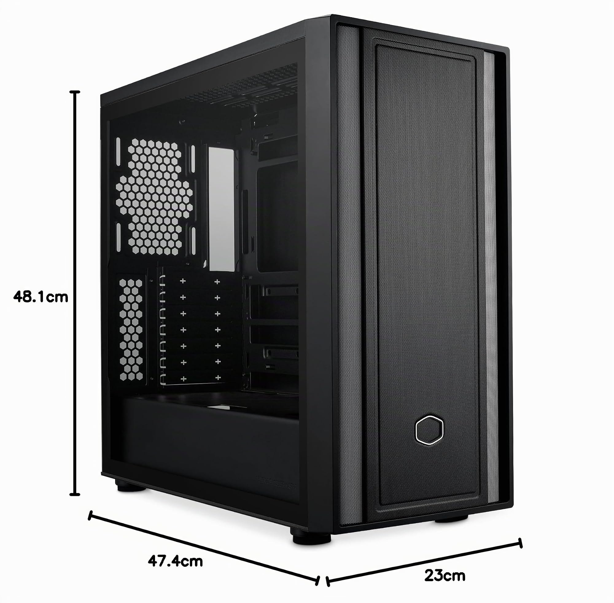 Cooler Master MasterBox 600 Lite – Mid-Tower E-ATX Airflow-Gehäuse Back Connect MB & 420 mm Kühler-fähig, unterstützt bis zu 7 Gehäuselüfter, Seite aus gehärtetem Glas, USB 3.2 Gen 1 Typ-C