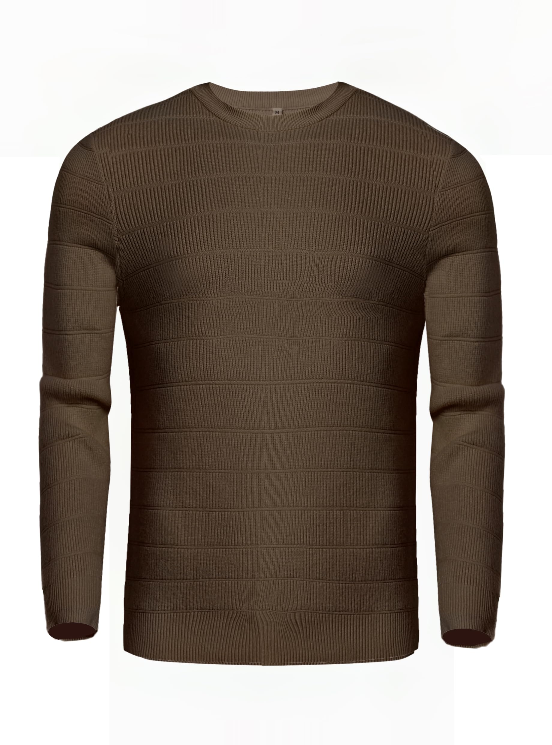 AoruiliaMen's Jumper Knit Sweater - Winter Long Sleeve Knitted Jumpers Soft Crew Neck Long Sleeve Golf Jumper Pullover Tops Striped Knitwear for Men