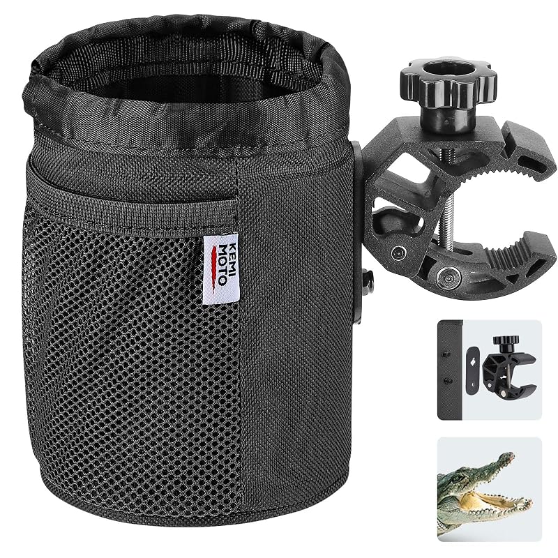 Porta-Copos para Moto KEMIMOTO em Tecido Oxford 600D com Presilha Ajustável de 1,5–3,8 cm, Preto