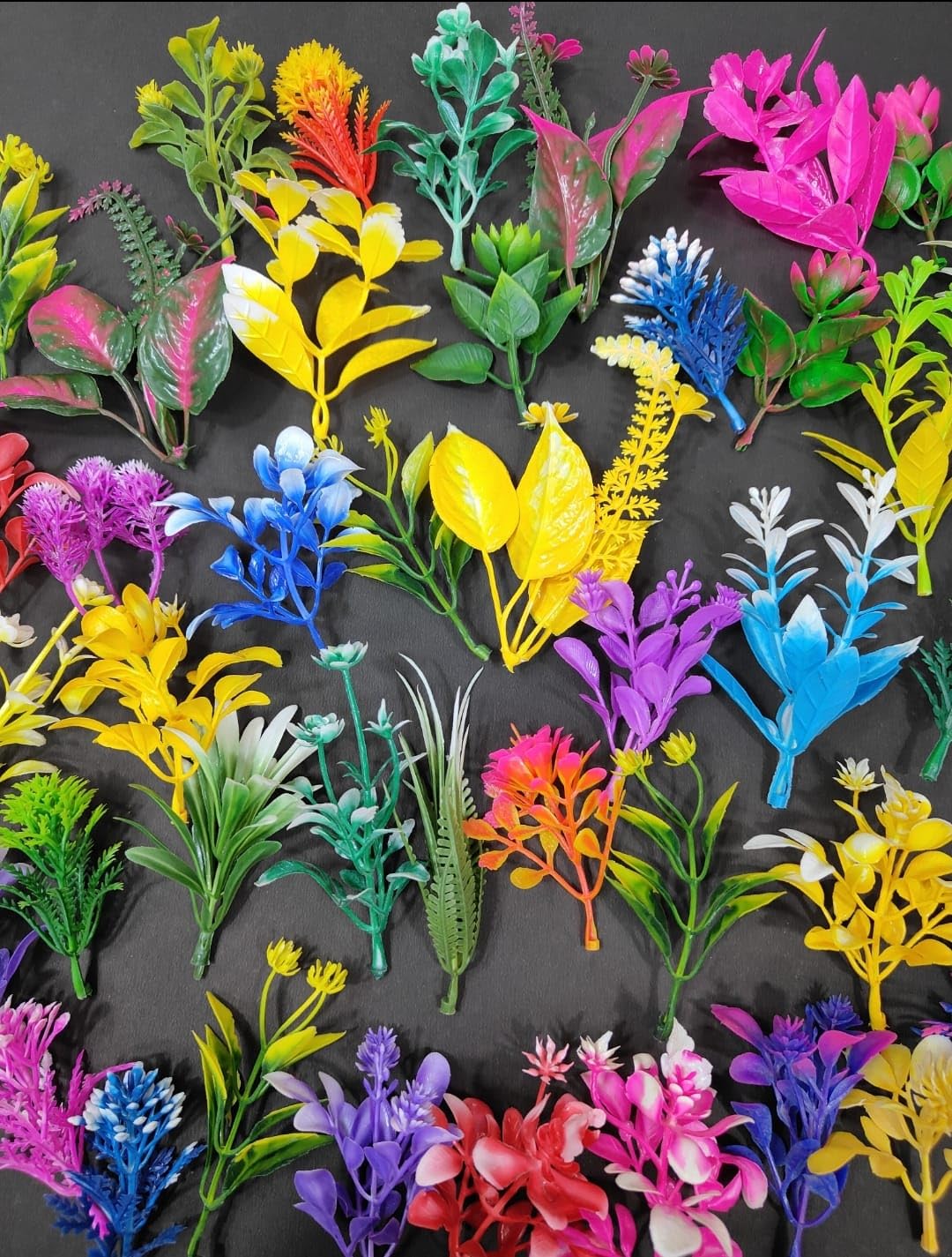 50 Pcs Multicolour Artificial Mini Plastic Grass Tree for Project Making and Decoration, 50 Mix Grass (A602), Playful/Festive Artificial Plant