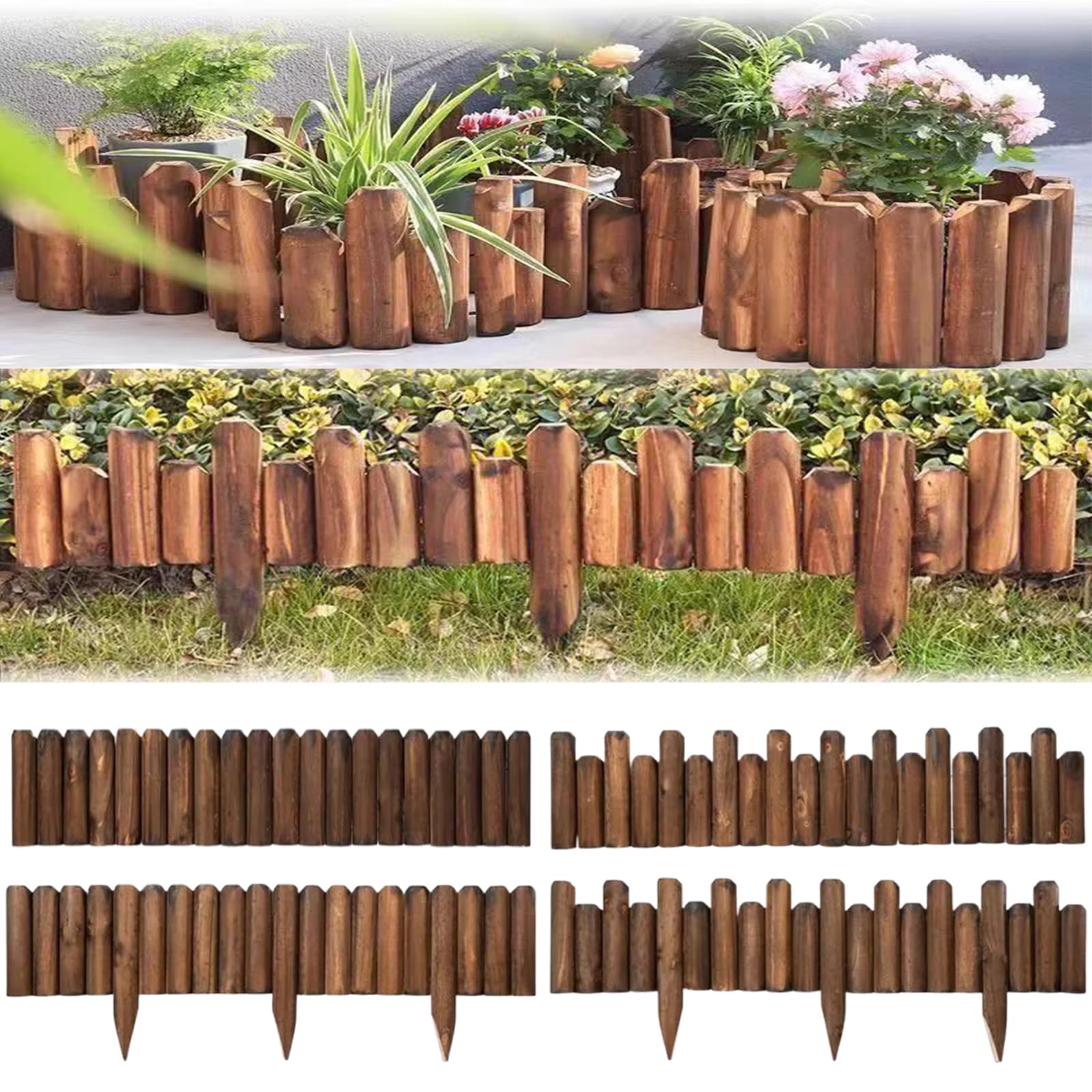 Amazon | 花壇フェンス 木製 ガーデニング 柵 木 花壇土留め 15/20/25