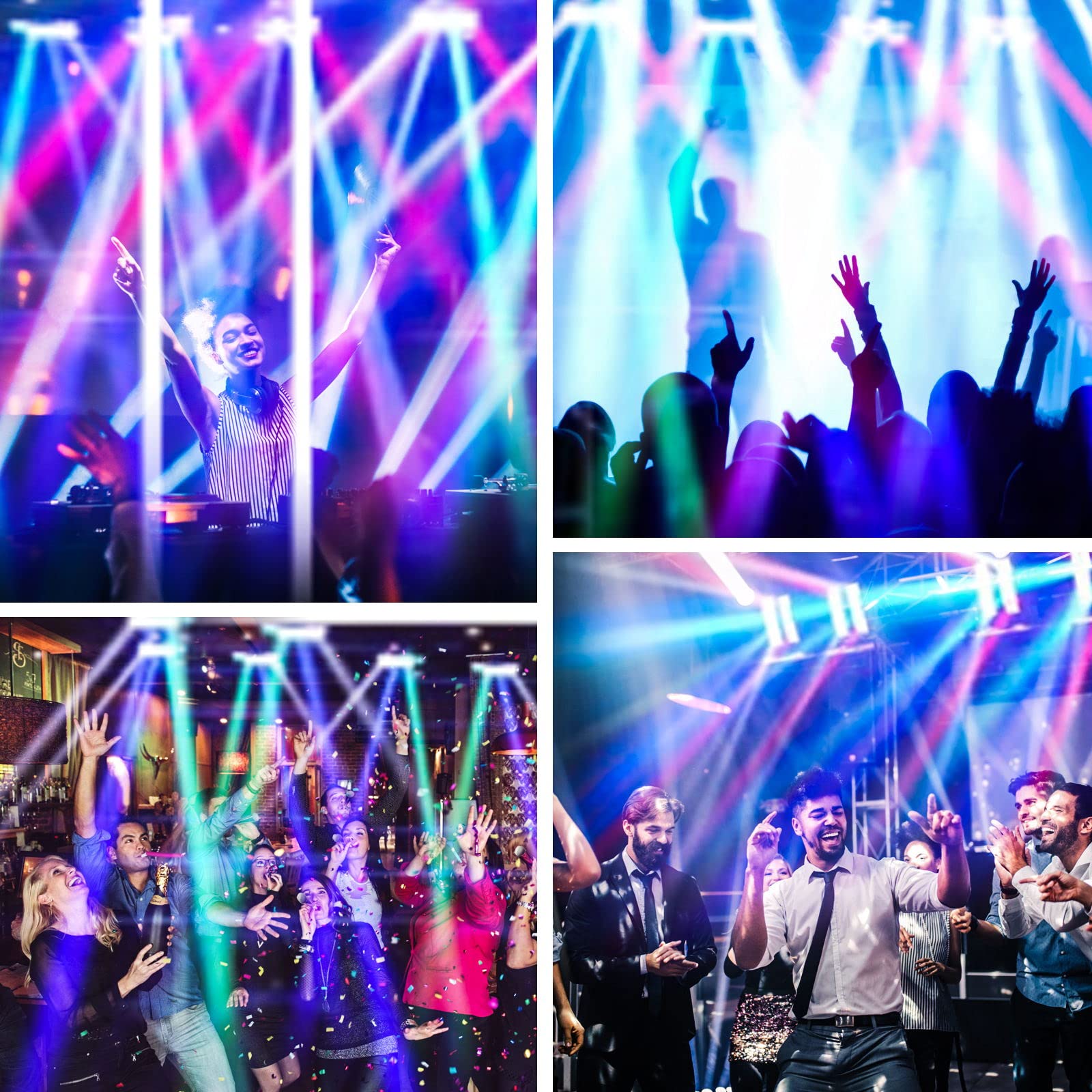 BETOPPER Lyre LED Jeux de Lumière Soirée DJ RGBW Lumière Disco Professionnel 45 W DMX Tête Mobile Eclairage Scène 7/15CH Lampe Soiree Activée Son Couleur Projecteur de Soirée Club Bar Danse Fête 2P