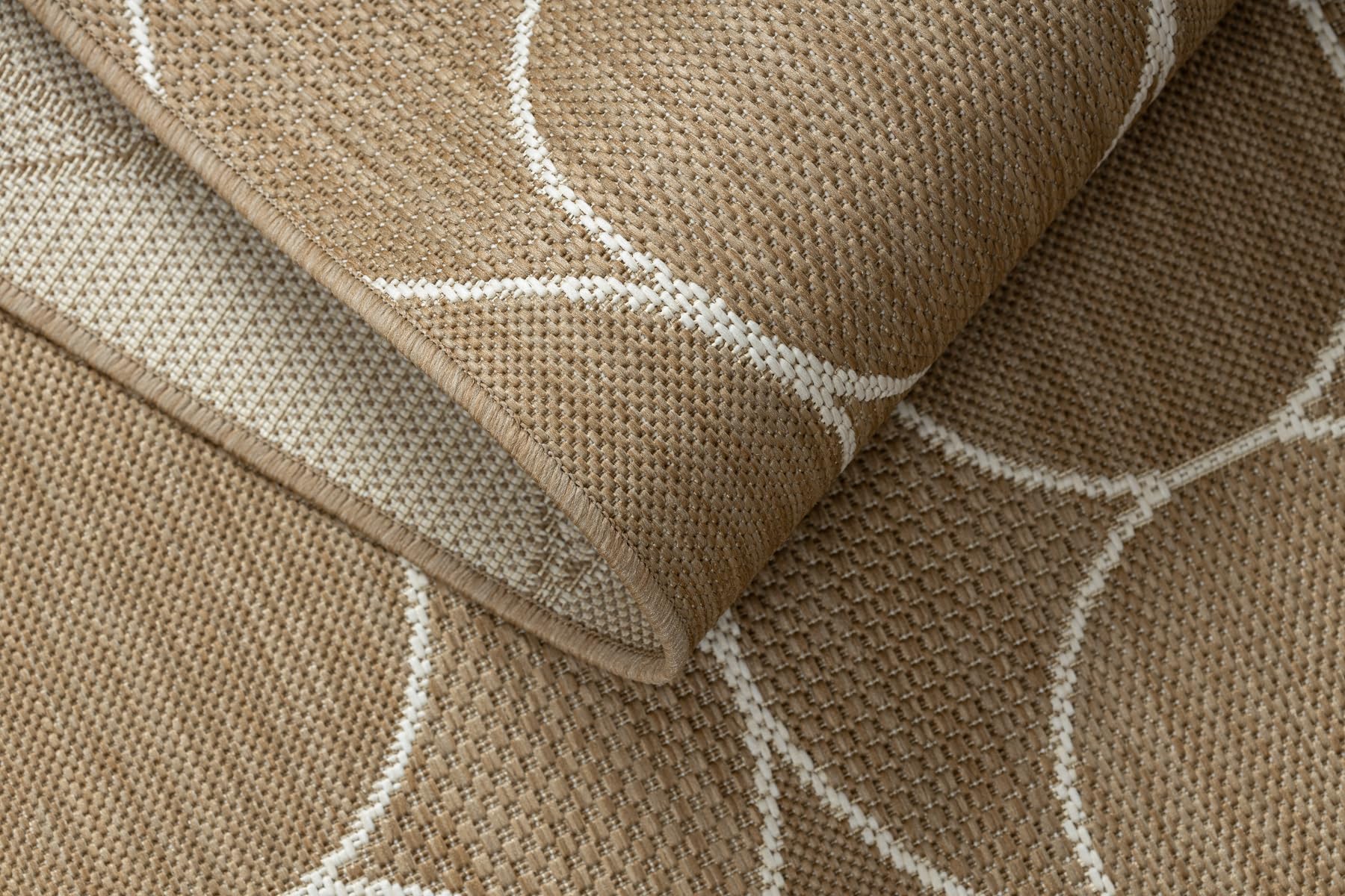 rugsx SISAL Flat dywan do użytku wewnątrz na zewnątrz, nowoczesny i wytrzymały, do salonu, na balkon, taras, wzór opadający – naturalny beż, kolor słomkowy, sznurek 160 x 230 cm