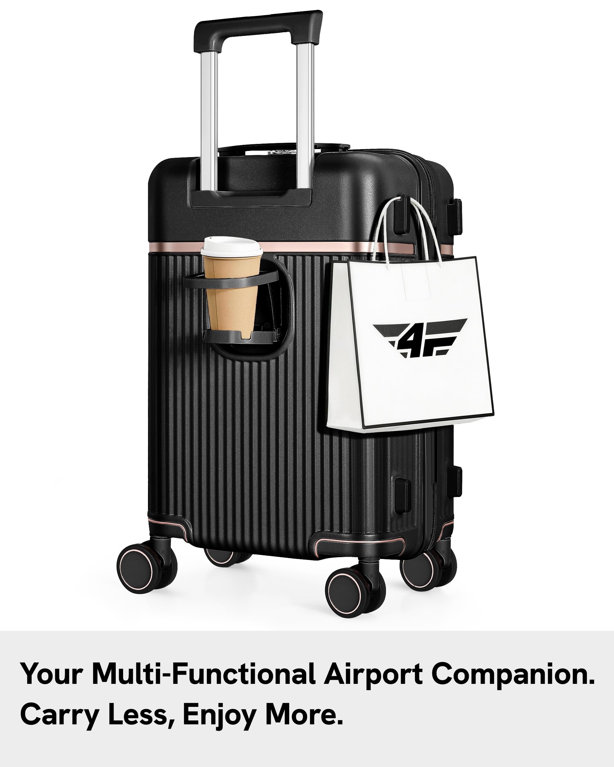 Maleta de Cabina Rígida Premium Ligera M, 54 x 37 x 23 cm, 37L, con Cerradura TSA, Puerto USB-A/C, 4 Ruedas Spinner, Asa Telescópica de Aluminio, Cumple Normas de Aerolíneas
