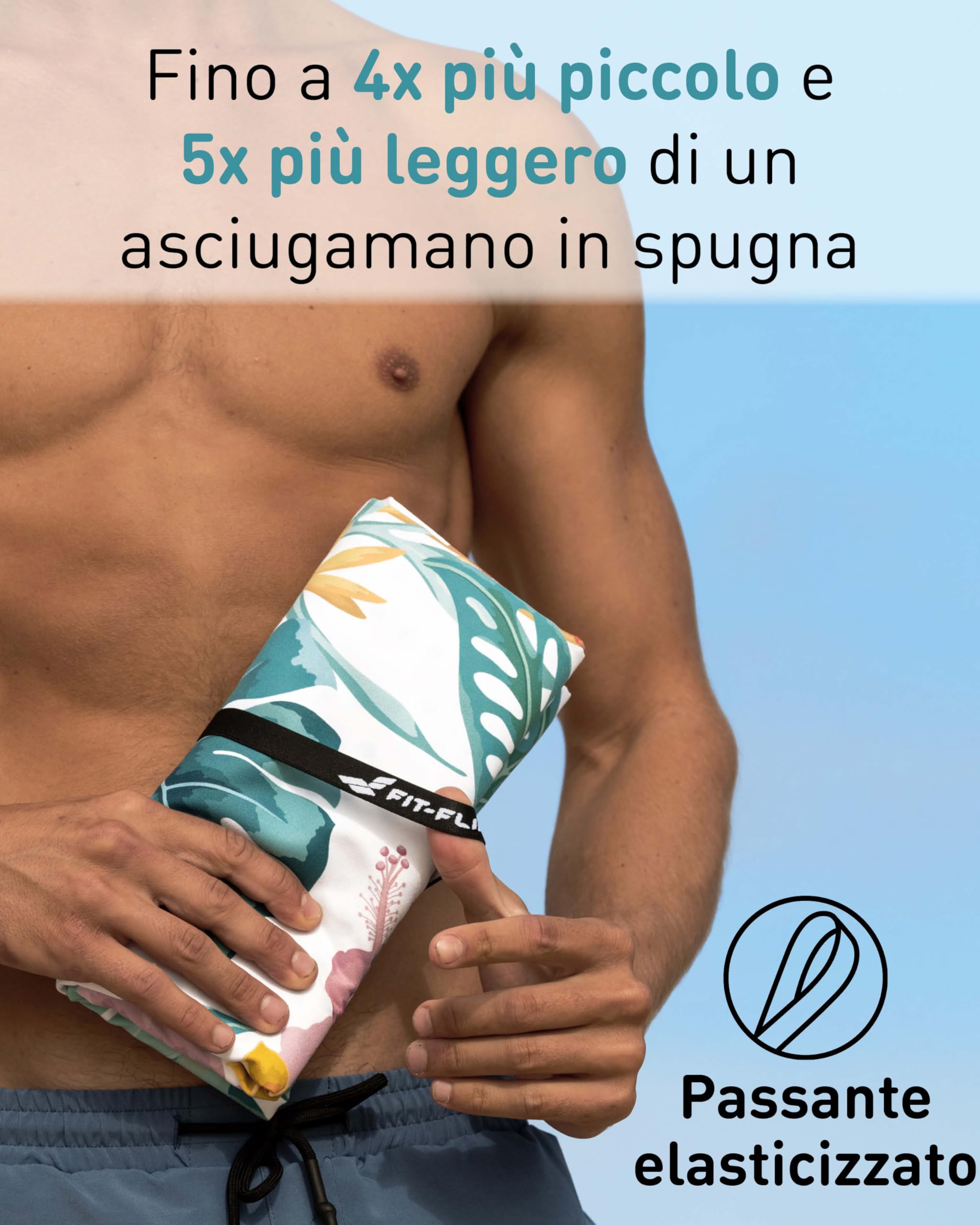 Fit-Flip Telo Mare microfibra – leggero, fine e ad asciugatura rapida – asciugamano microfibra grande – teli antisabbia da spiaggia – 100% riciclato - Tropic Flowers 200x90cm