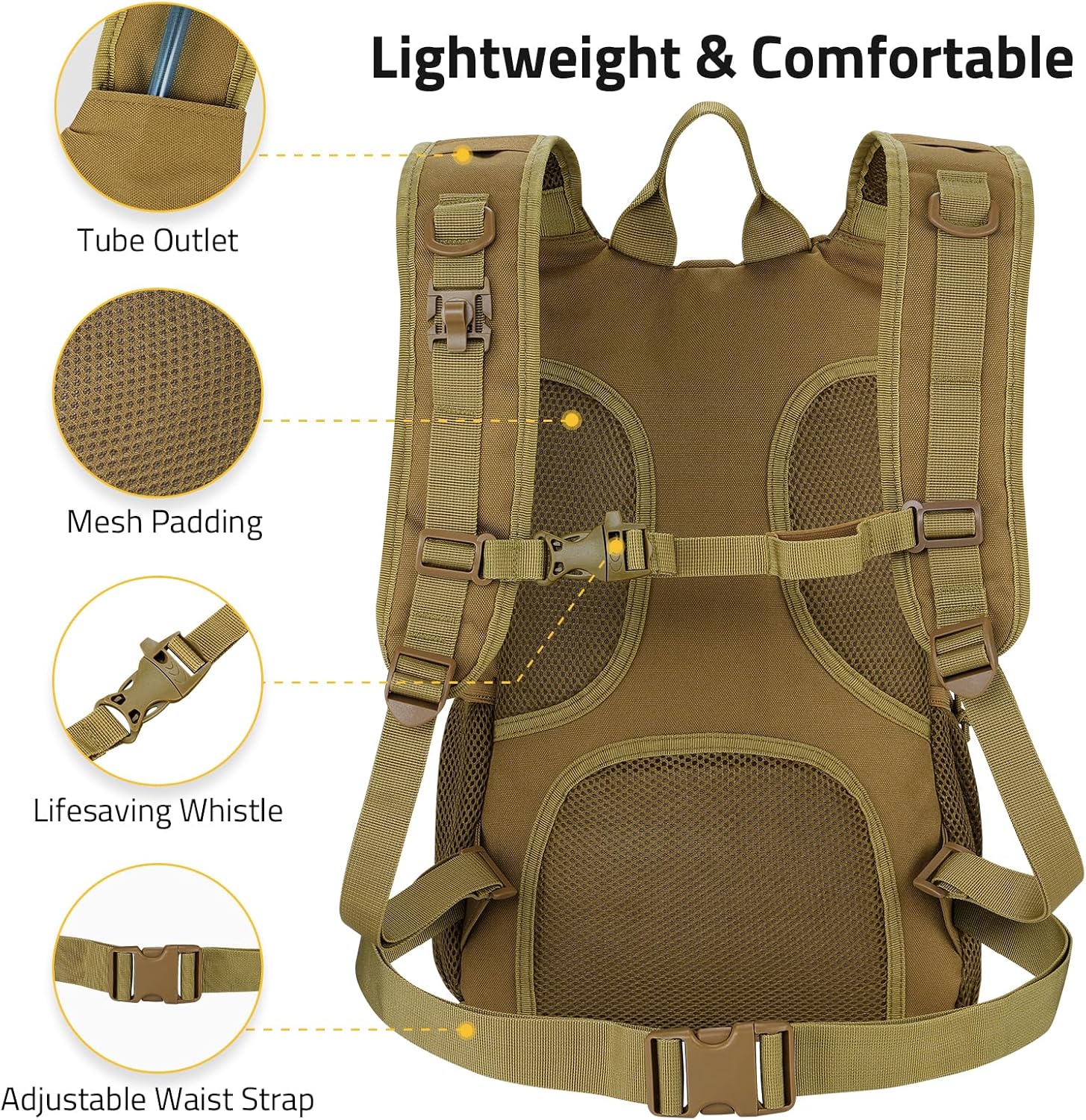 CVLIFE 3L Hydration Backpack Lightweight, 900D Heavy Duty Water ...