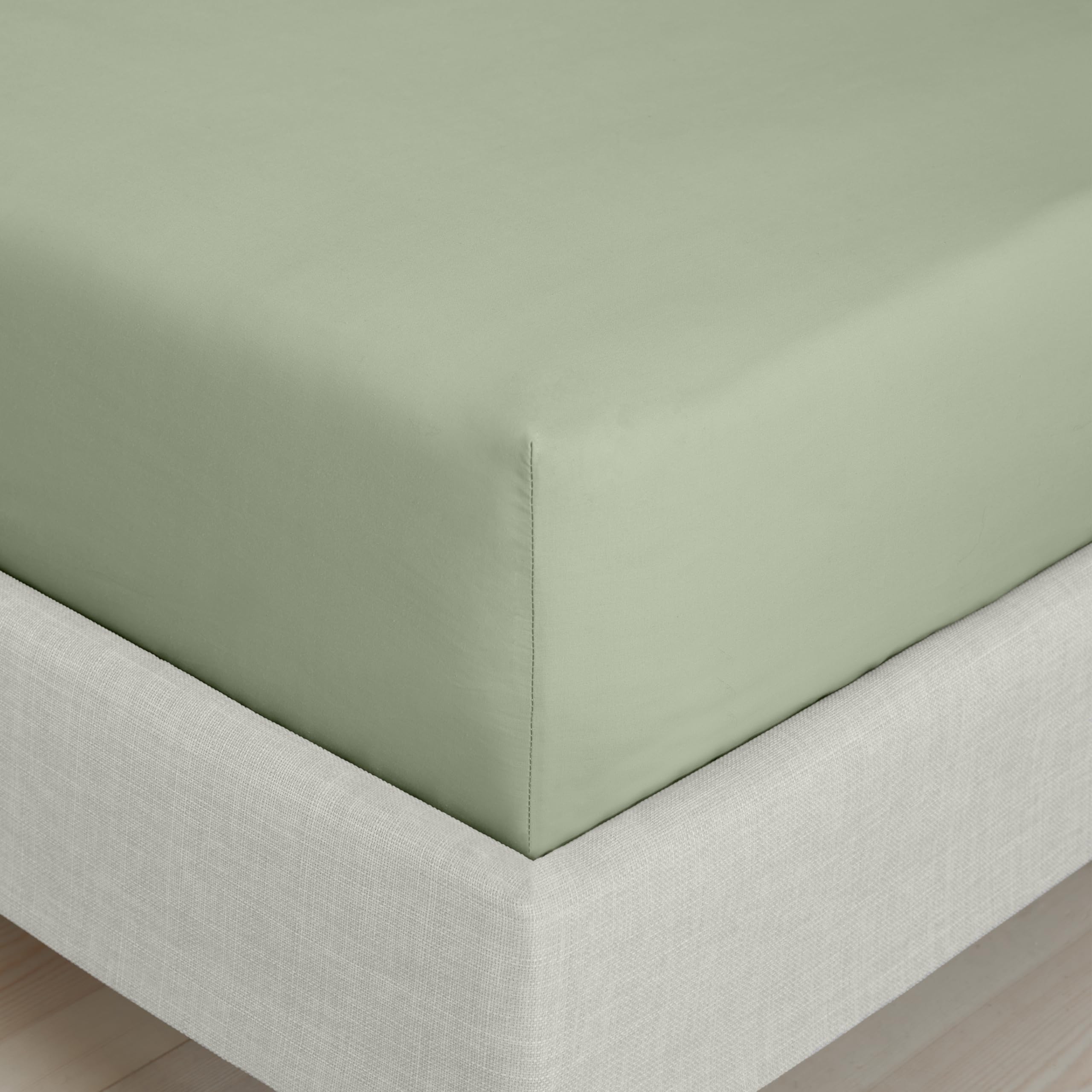 Bianca Green 200 Thread Count Cotton Percale Extra Deep Fitted Sheet - Sage - King