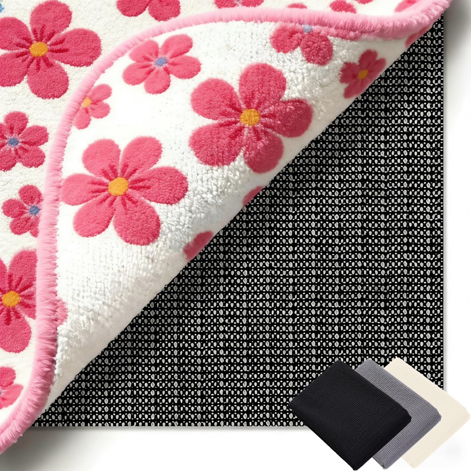 Anti Rutsch Teppichunterlage 200 x 270 cm Waschbare, Wiederverwendbare, Hält Ecken Flach, Zuschneidbar, Rutschmatte Teppichstopper Universell Einsetzbar für Alle Böden, Schwarz