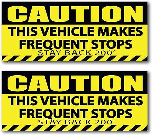 Caution This Vehicle Makes Frequent Stops Stickers Stay Back - Adhesivo para parachoques de 200 pies, calcomanía de entrega para conductores,