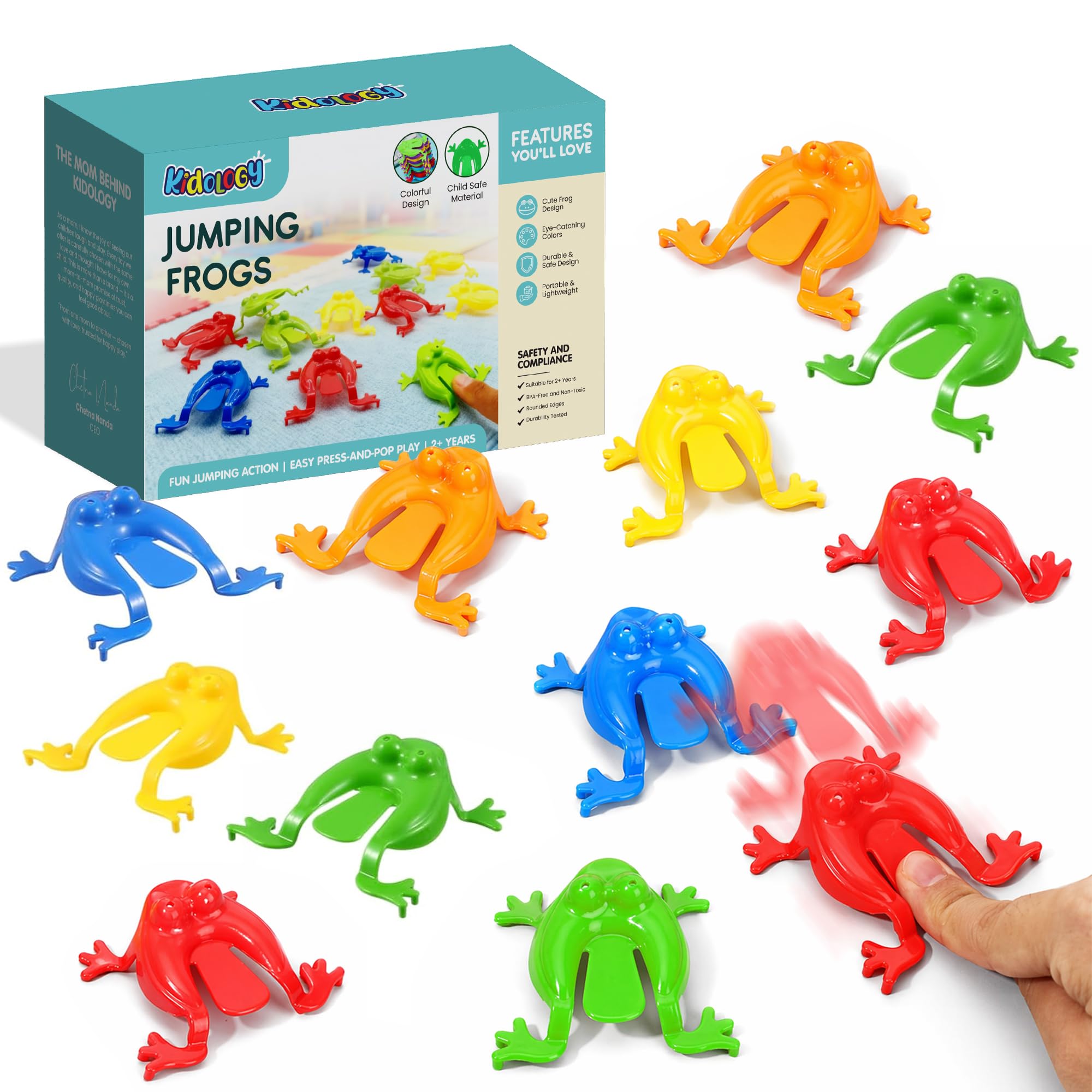 Kidology 12pcs Jumping Frog Indoor Game for 3-7 Years Kids | Press