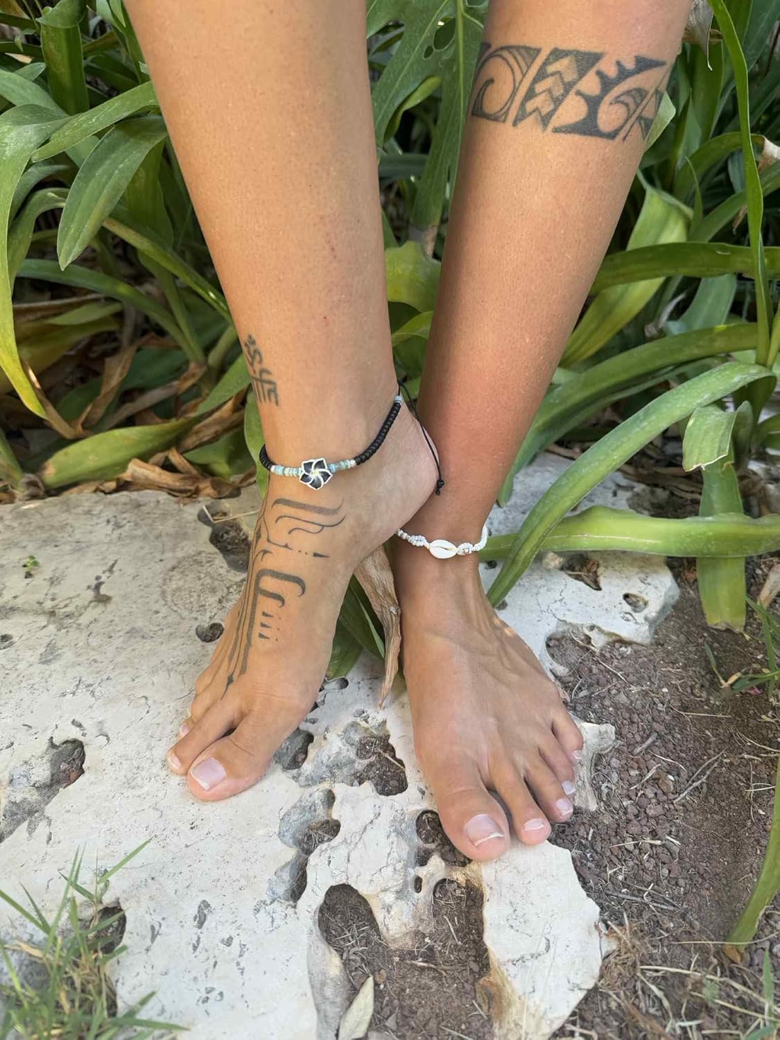 Shell Anklet for Women, Natural Cowrie Seashell Adjustable Waterproof Beaded Ankle Bracelet, Blue Turquoise Aqua Beads, Boho Beach Summer Hawaiian, Handmade by Tribes - Image 7