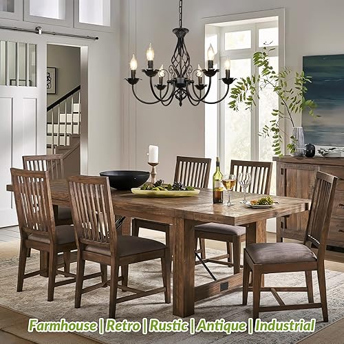Miniatura 2 de Candelabro de 6 luces para sala de estar, lámpara de techo colgante industrial rústica, lámpara colgante de techo vintage para dormitorio, pasillo,