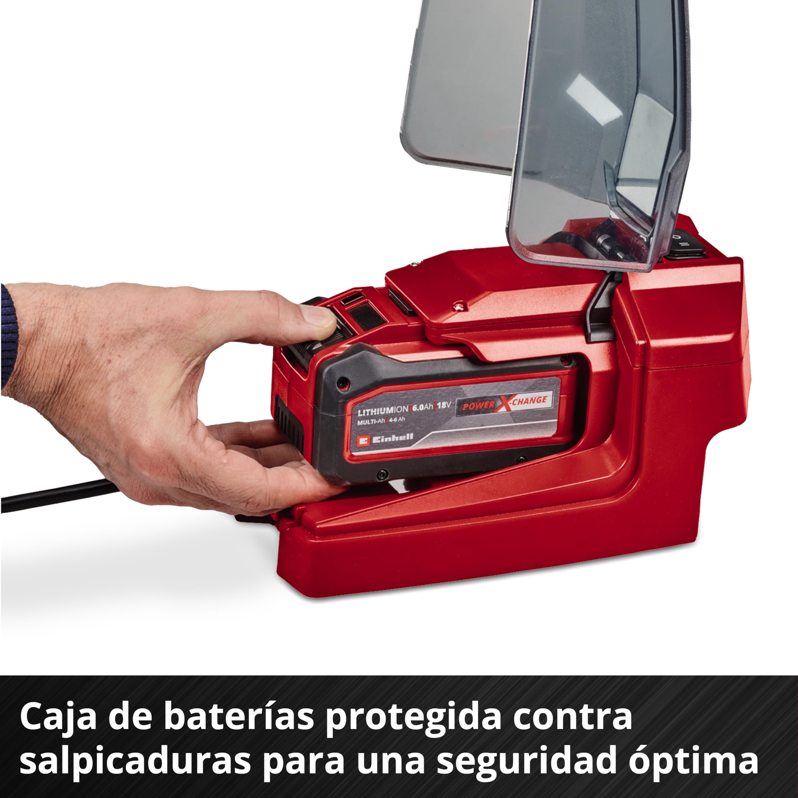 Einhell Bomba de aguas sucias con batería GE-DP 18/25 LL Li-Solo | PXC | 18 V | 0,5 bar | Caudal de 7000 l/h | altura impulsión 5 m | Aspiración en plano | 2 modos de potencia | Sin batería