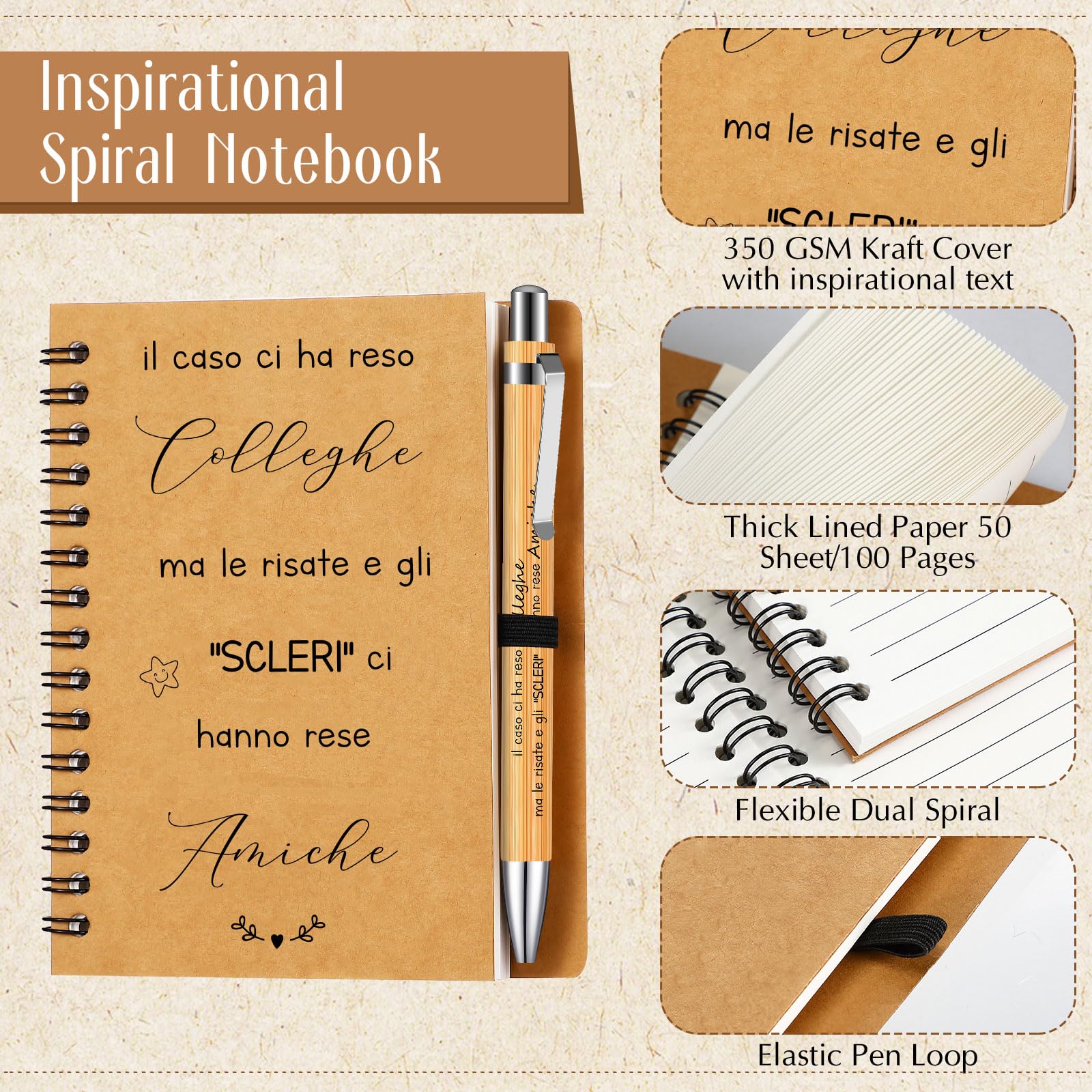 Jesiah Set Regalo Ringraziamento Per Donne E Insegnanti - Quaderno Ispiratore Con Penna, Idea Regalo Per Colleghe E Dipendenti
