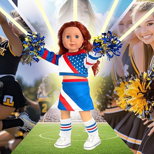 Miniatura 10 de ARTST Accesorios de ropa de muñeca de 18 pulgadas, juego de disfraz de princesa de 6 piezas con corona para muñecas de 18 pulgadas, regalo