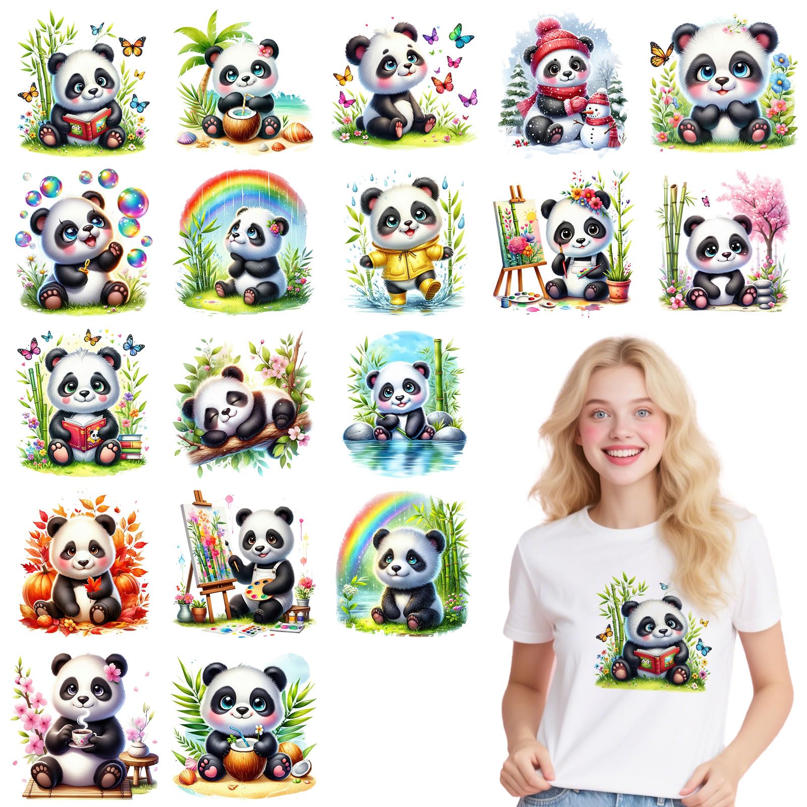 Feuilles UV DTF Panda thermocollant : customisez vos gourdes et carnets créatifs au quotidien