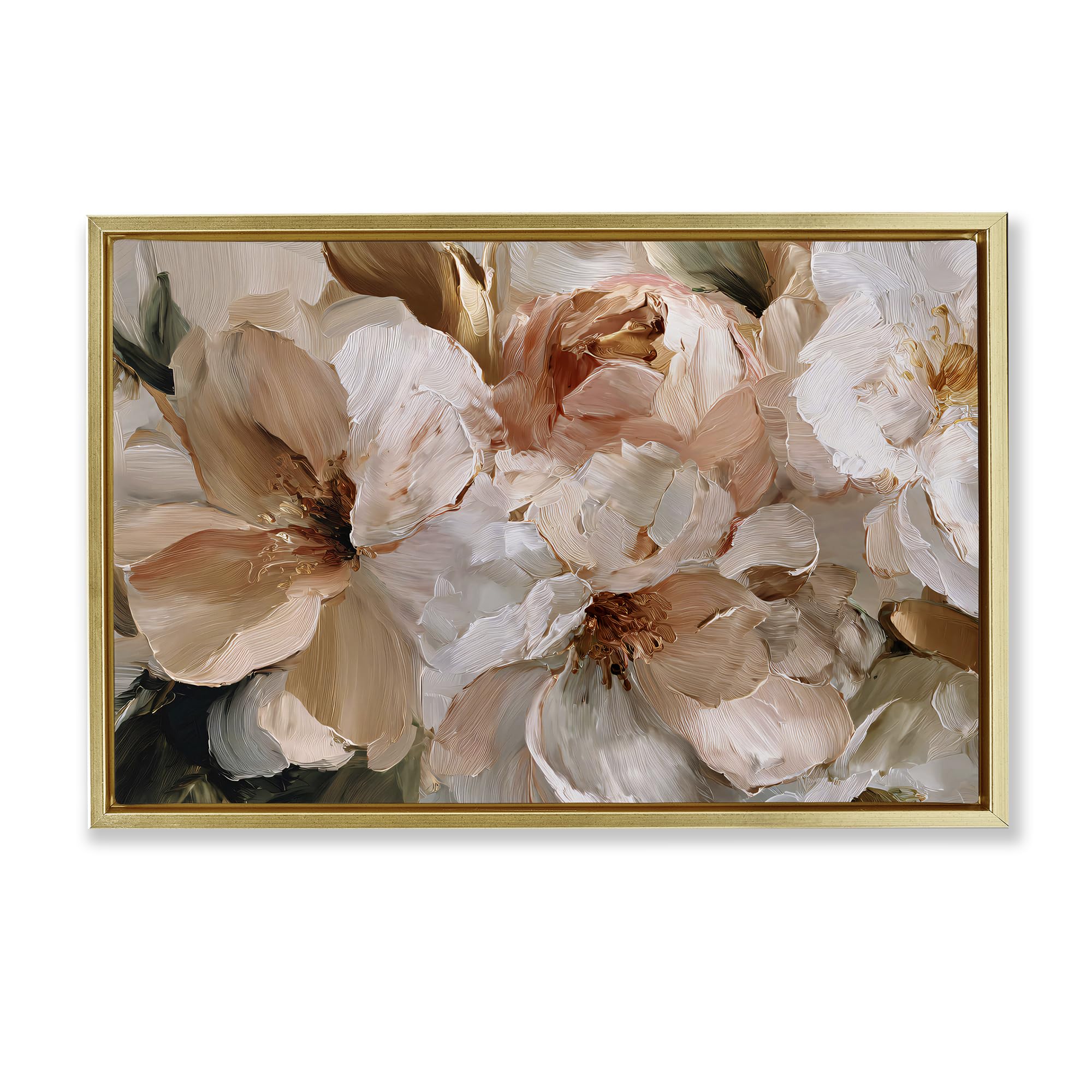 Stupell Industries Metallic Gold (Matte) Pink Brushstroke Petals Floral, 20 X 30 Inch Canvas In Floater Frame