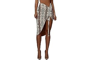 Women's Asymmetrical Bodycon Thigh High Slit Snake Skirt
