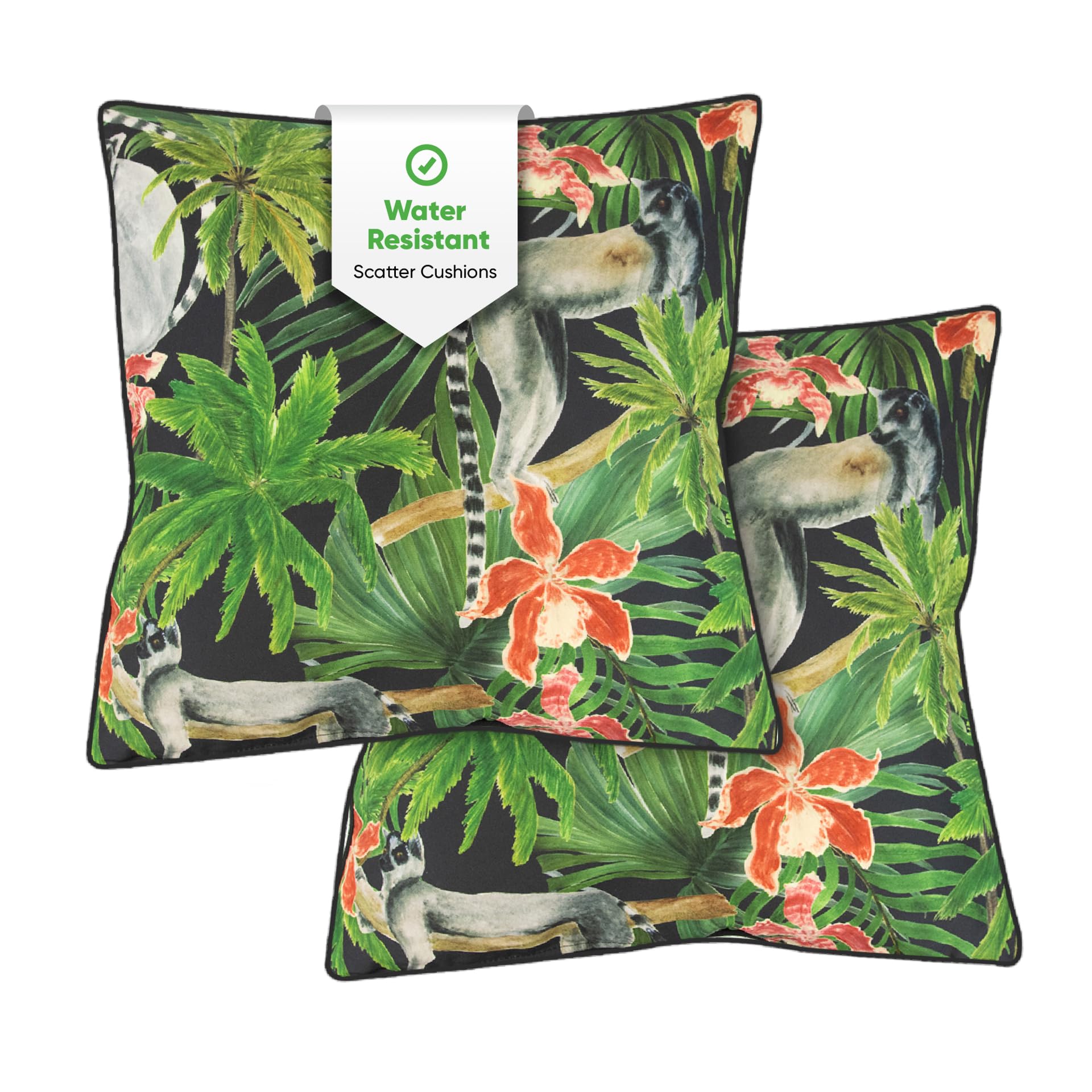Gardenwize Pair Of Outdoor Garden Sofa Chair Furniture Scatter Cushions- Lemur from B&Q