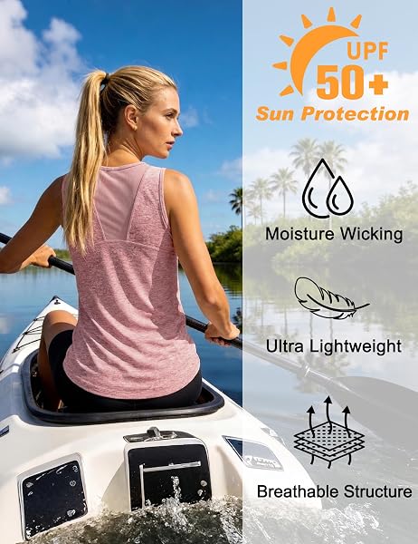 Women's Sports Tank Top Running Round Neck Sleeveless T-Shirt Lightweight Sports Top Breathable Yoga Shirt Mesh Back Tank Top Quick Dry for Fitness Tennis Pilates S-3XL - 4