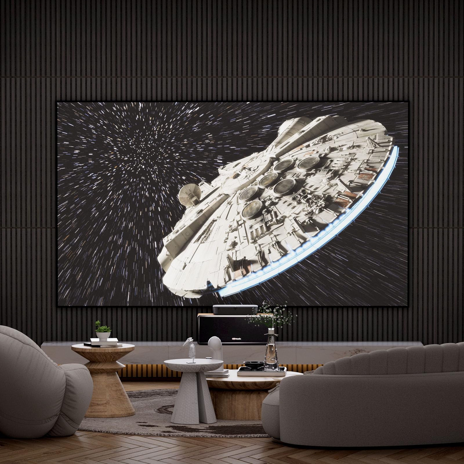TONOR Lot de 4 Panneau Acoustique en Placage de Bois, 120x60x1,9 cm, Dalle Murale Autocollante, Absorption de L'écho, Mousse Décoratif en 3D, Panneaux Insonorisants pour le Salon, le Bureau, Noir