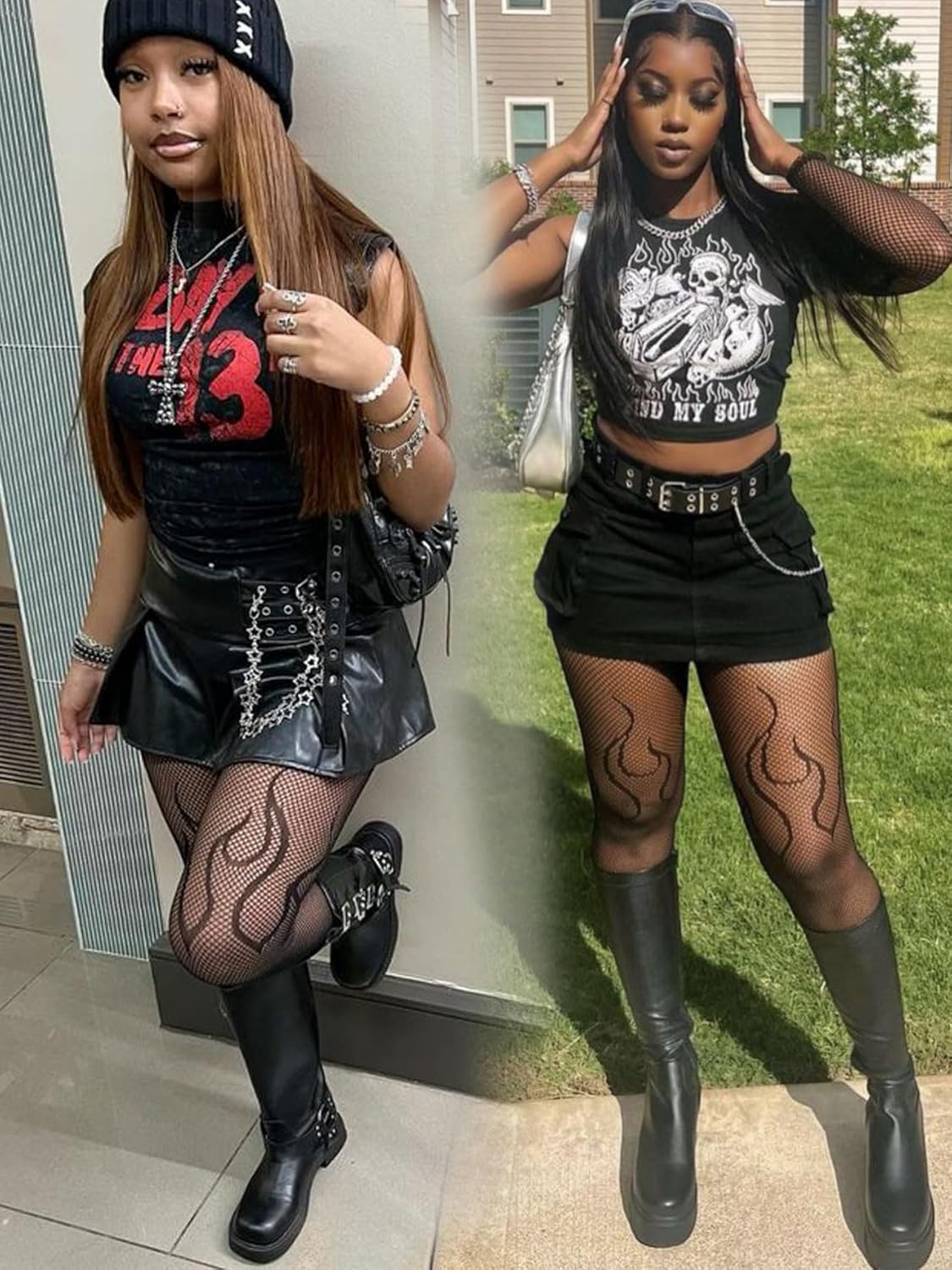 Sexy Fishnet Tights Patterned Stockings High Waist Pantyhose for Women Christmas Black Plus Size - Image 5