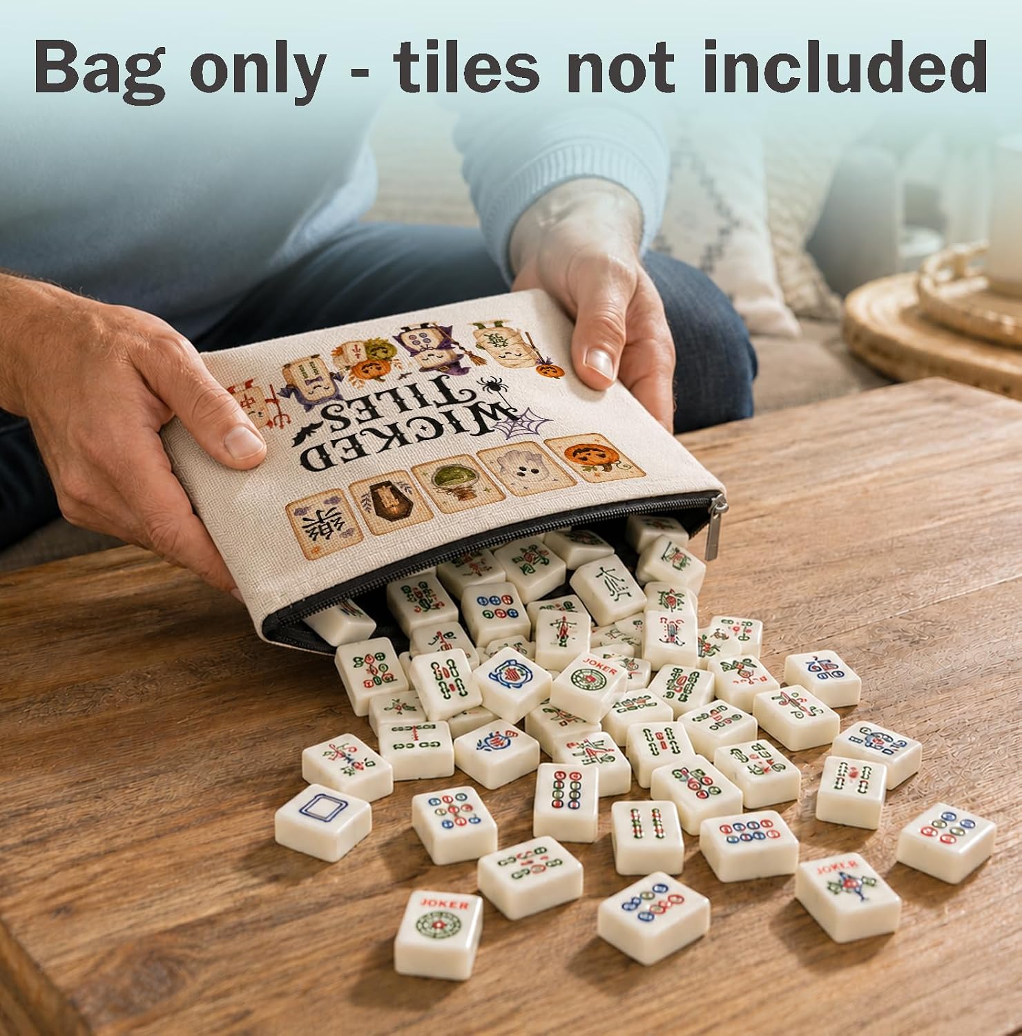 Halloween Mahjong Tile Bag - Wicked Tiles with tiles (tiles not included)