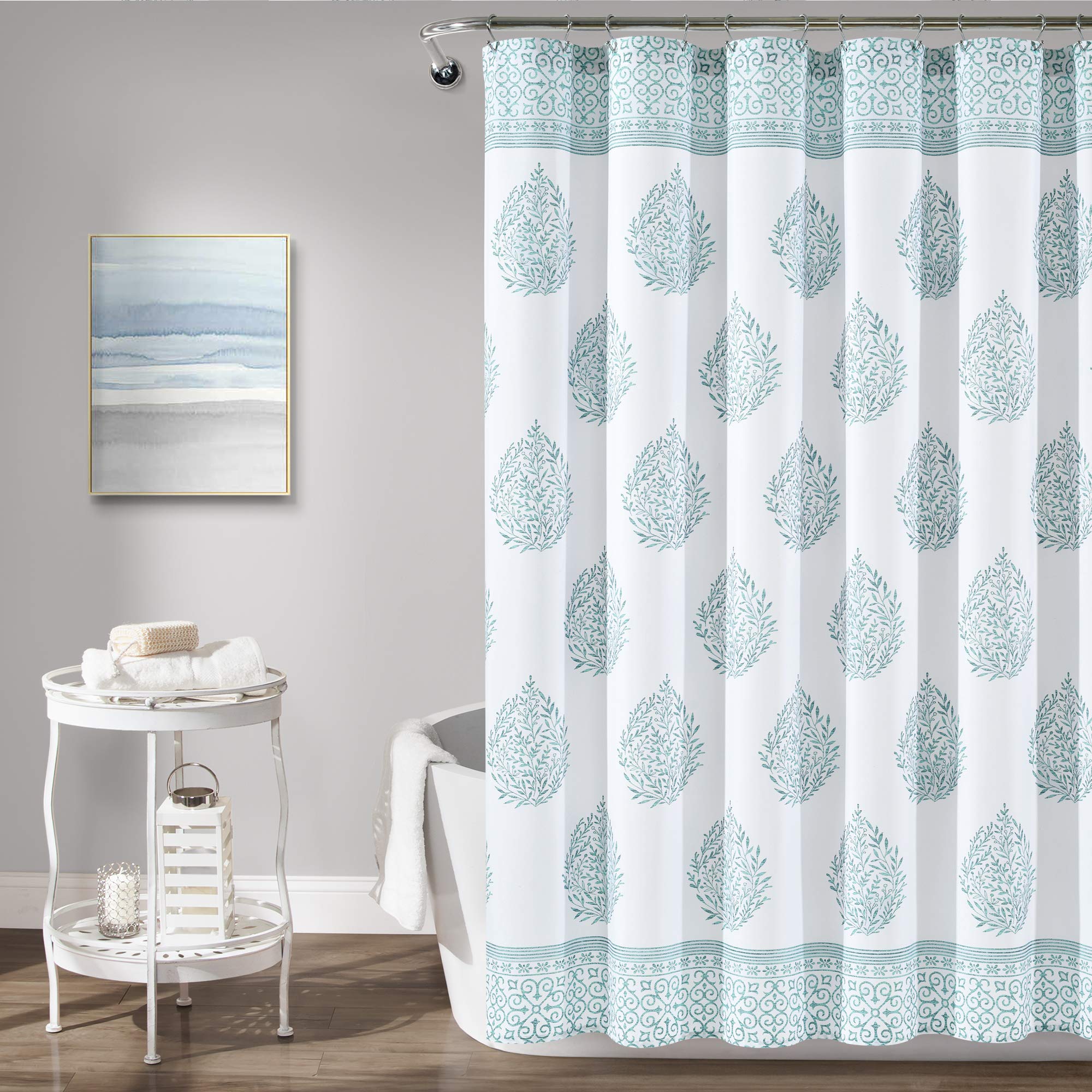 Rideau de douche motif larme bleu de 183x183 cm Lush Decor grand format