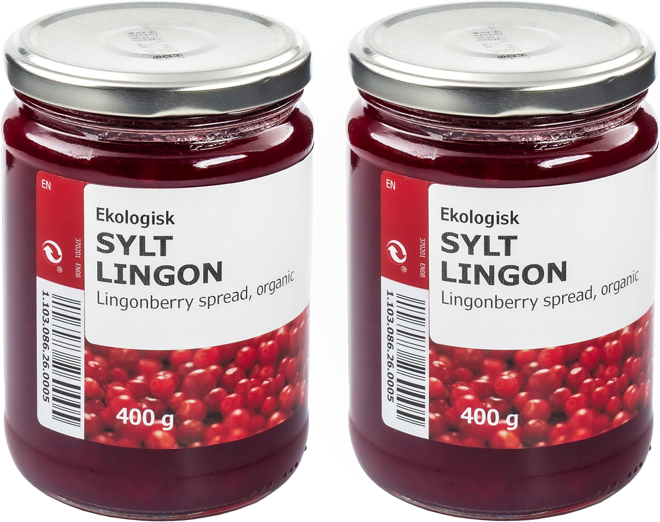 IKEA SYLT LINGON Swedish Lingonberry Fruit Spread, Organic - Set of 2 x 400g Jars