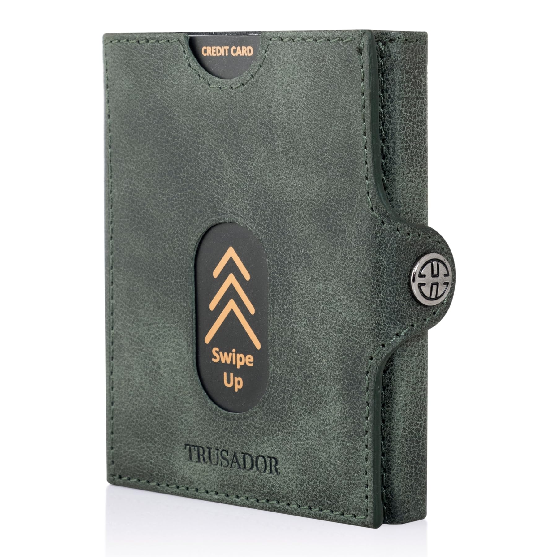 TRUSADOR Valencia Unisex Leather Wallet Small Compact Front Pocket RFID With Coin Pocket Wallets (With Coin Pocket, Green)