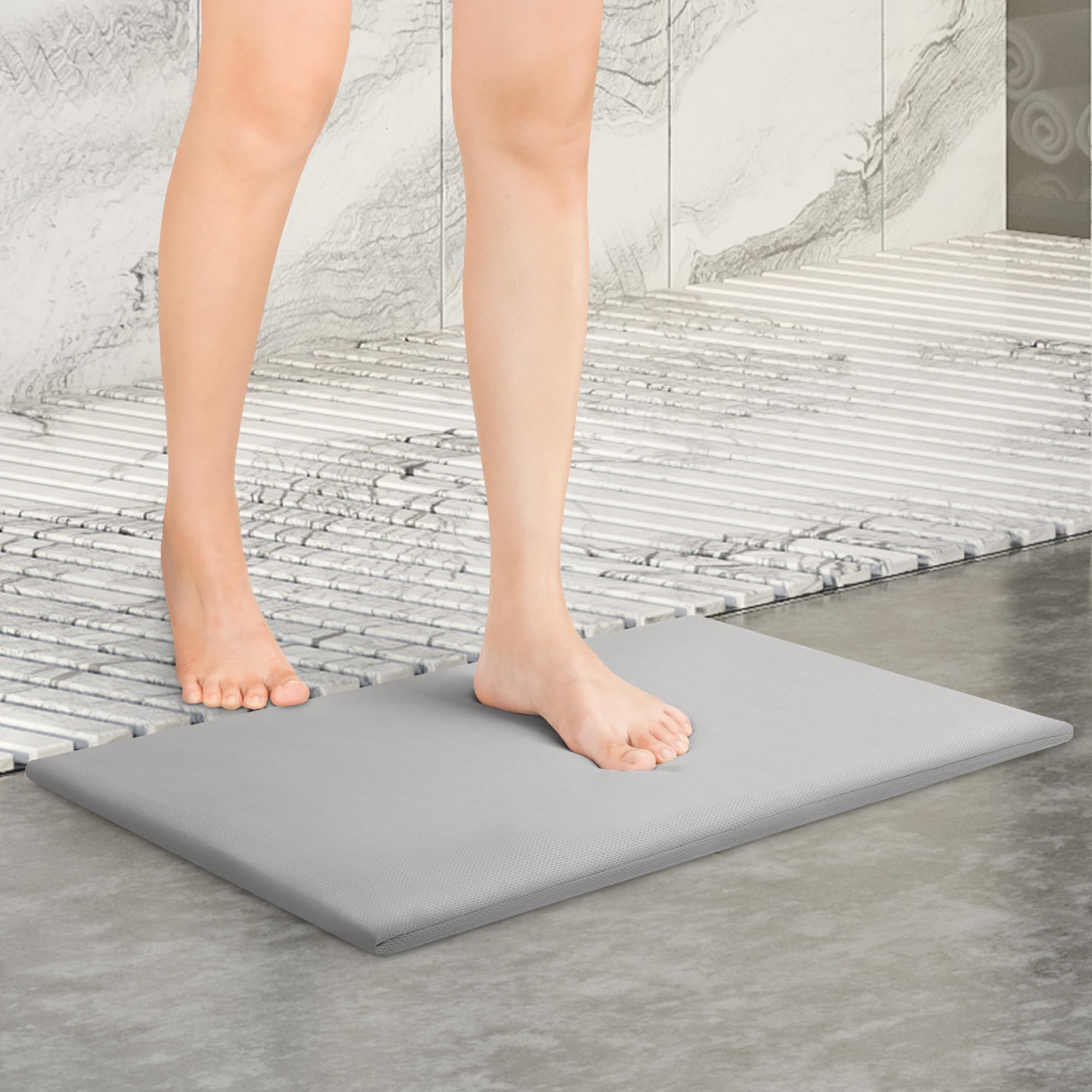 Diatomaceous Earth Bath Mat,Super Absorbent Diatomite Stone Bath Mats,Soft and Comfortable Fast Drying Bathroom Mat,Shower Floor Mat Non Slip with Replaceable Cloth Cover 4060 in