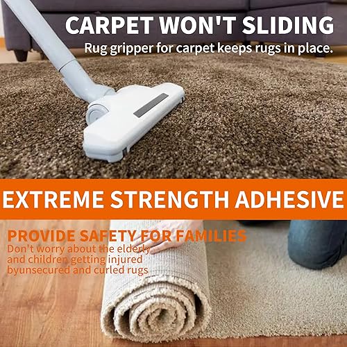 Miniatura 5 de TAPEBEAR Cinta de alfombra de doble cara de alta resistencia, cinta de alfombra para alfombra, madera, piso, cinta de alfombra sin residuos, cinta