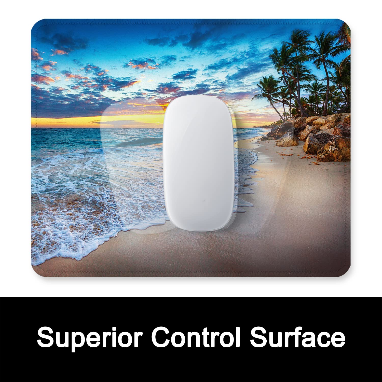 ITNRSIIET Mauspad mit Rutschfester Gummiunterseite, genähter Rand, Premium-Texturiert, wasserdichtes Gaming-Mauspad für kabellose Maus, Computer, Laptop, Büro, 260 x 210 mm,Strand - 2