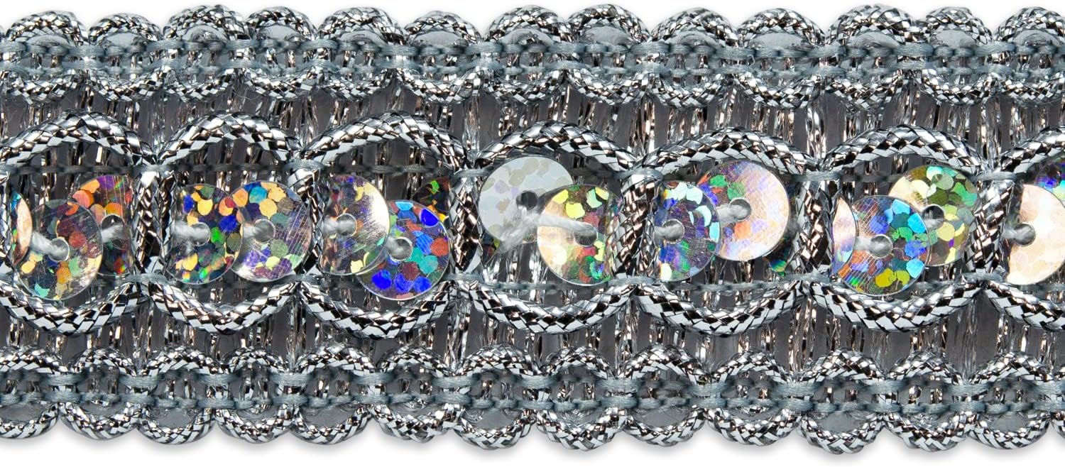 Trims By The Yard Trish Sequin Metallic Braid Trim, 7/8-Inch Versatile Sequins for Crafts, Durable Sequin Trim for Costumes or Party Decorations, 100-Yard Cut, Red