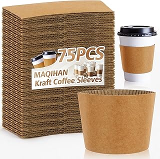 MAQIHAN 50PCS Brown Corrugated Paper Coffee Cup Sleeves