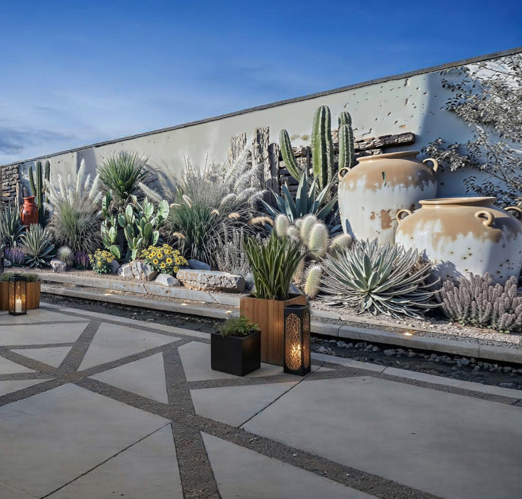 Cactus Wall Elegant Mural Curtain – Desert Garden Wall Art, Outdoor Fence Panel, Decorative Tapestry, Southwestern Home Decor, Succulent Design, Modern Garden Backdrop, Panoramic Landscape Art