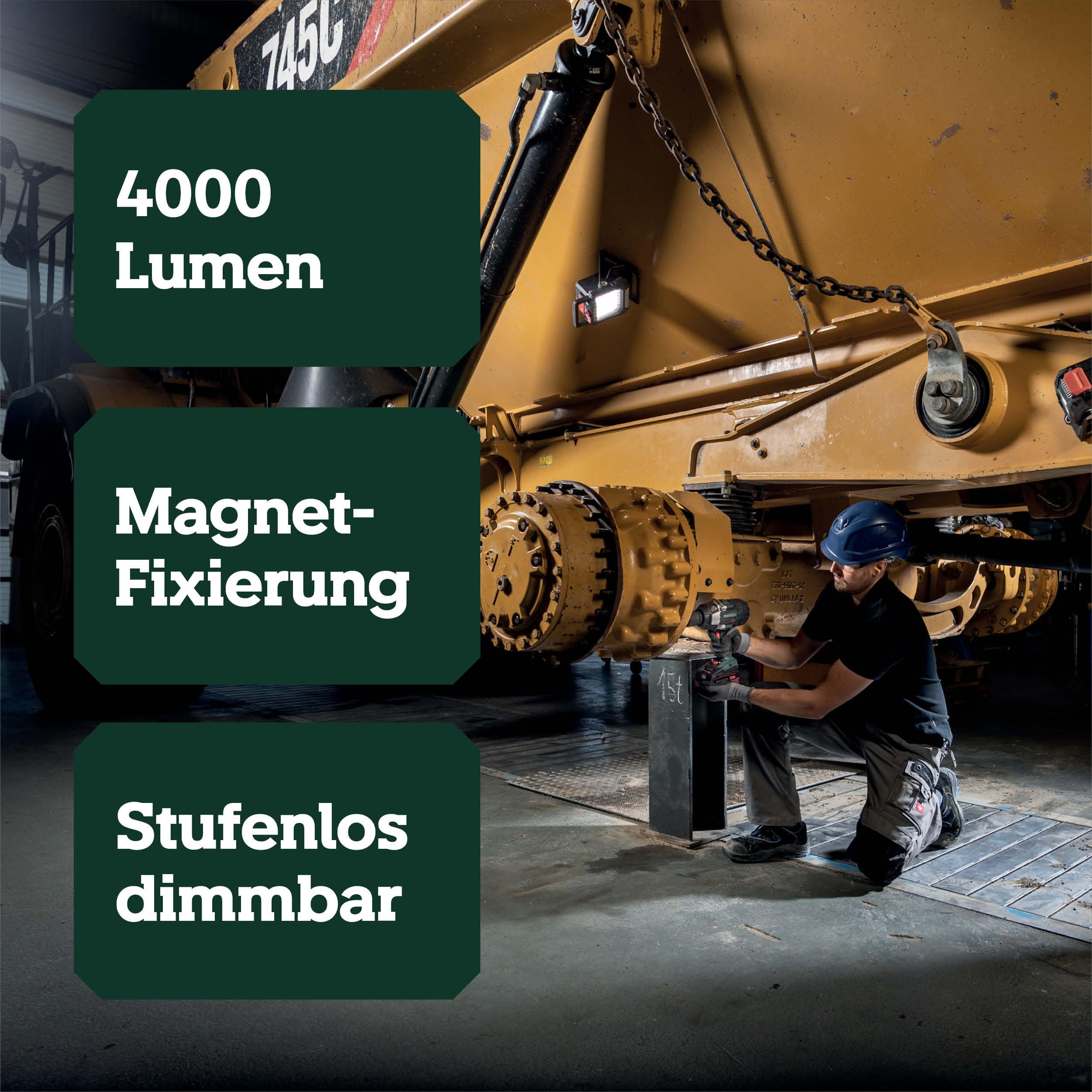 metabo Akku-Baustrahler BSA 18 LED 4000, 18 V Baustellenlampe, 4000 lm | IP54 Arbeitsleuchte mit Magnetfuss, USB-Port & 270 Grad Drehkopf, dimmbar, ohne Akku & Ladegeraet, CAS System kompatibel