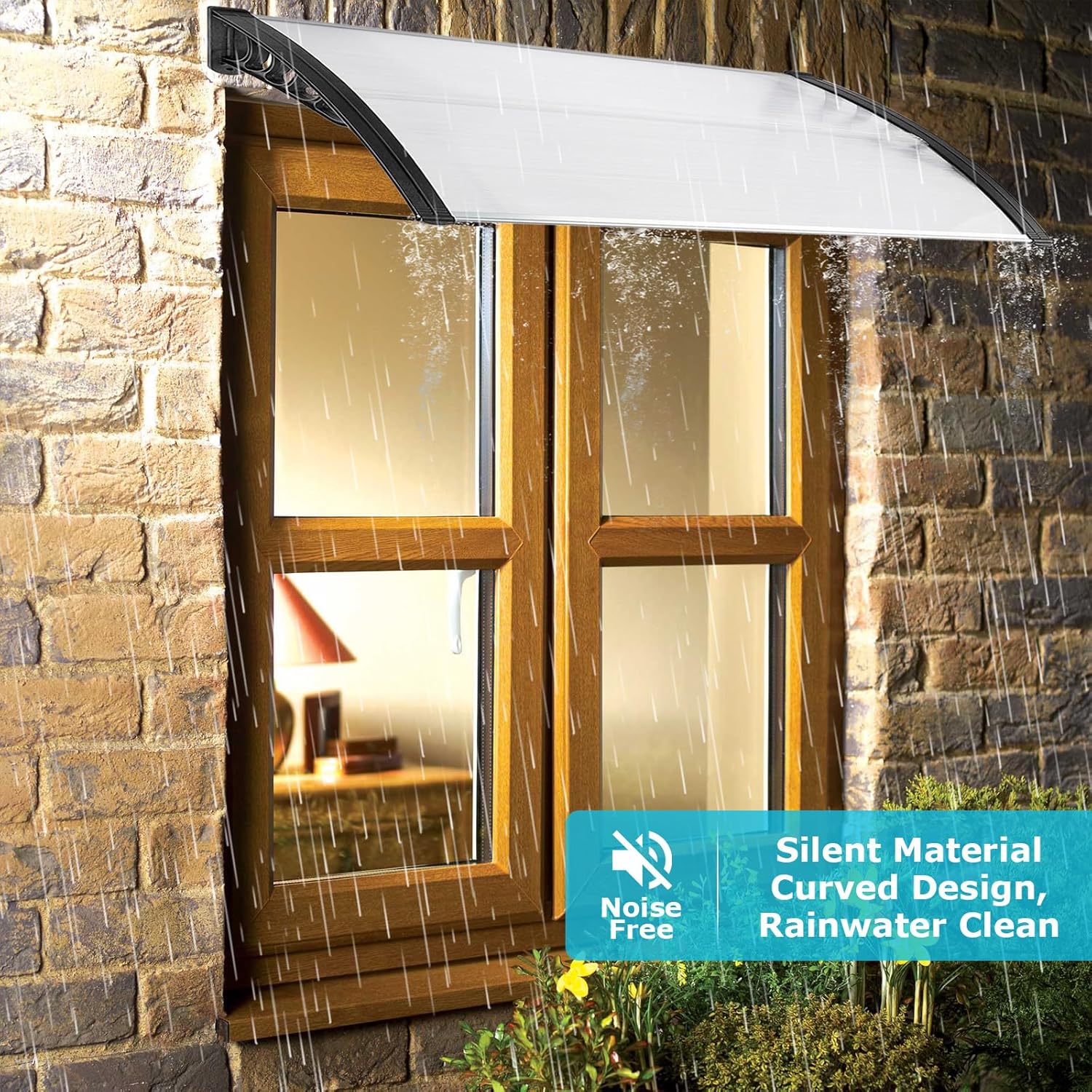 40" x 40" Door Awnings Exterior, Window Awning for Door Entrance, Polycarbonate Cover Door Canopy Window Awnings for Outside Rain and Snow, UV Sunlight Protection, Hollow Sheet(Clear Board)