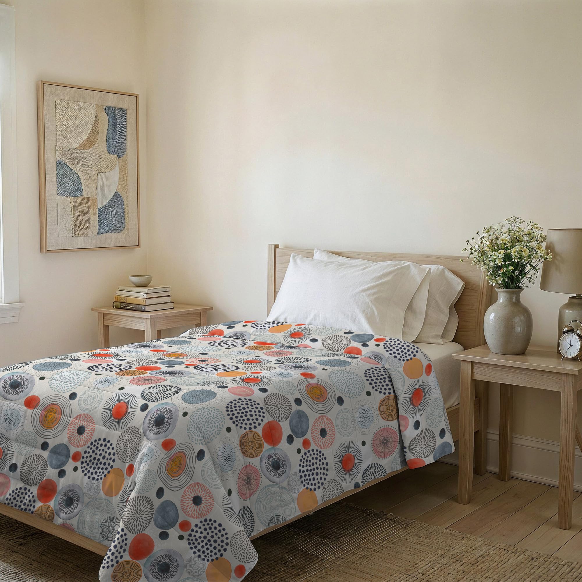 Italian Bed Linen BASIC Printed Summer Quilt, Microfibre, Watercolor, Single 160 x 240 cm