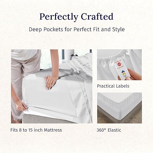 Vista 235 de California Design Den Juego de sábanas de 100% tejido de satén de algodón de 600 hilos, esquinas profundas, suaves, lavanda, tamaño King California