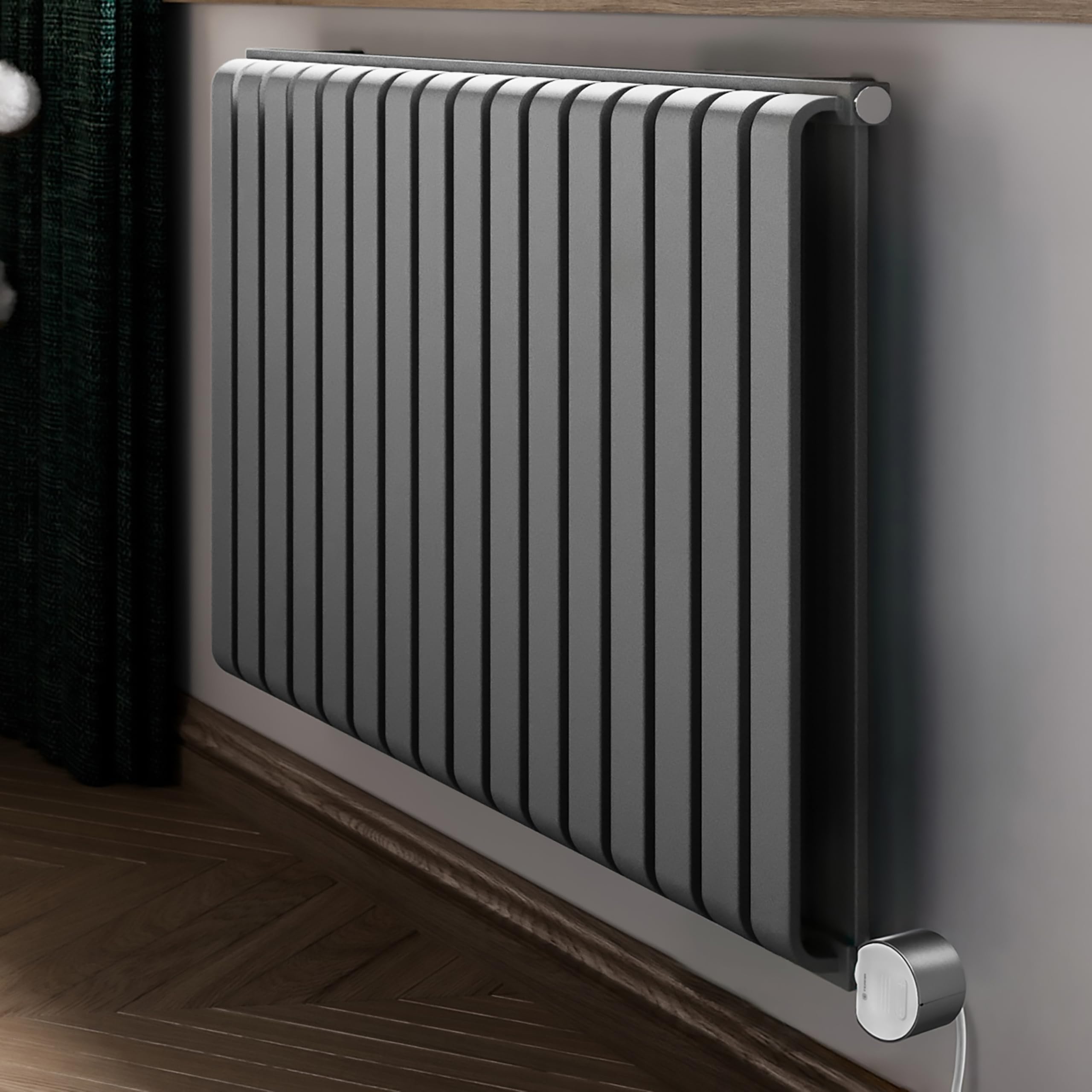Terma Electric Radiator (Wifi), Warp Room E, 630h x 1045w(mm), 1.2 kw, Salt n Pepper Grey